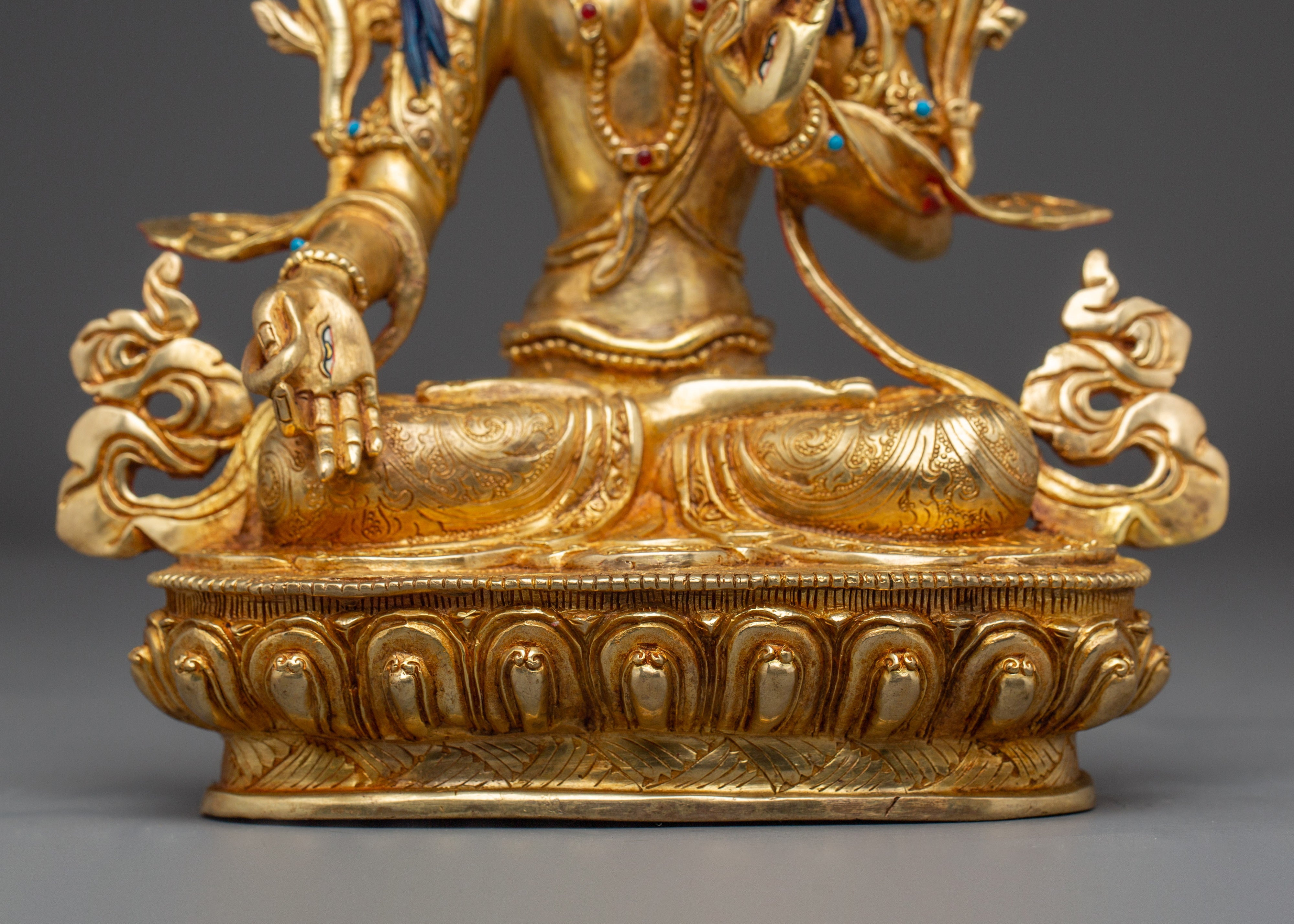 Handcrafted White Tara Copper Statue | Buddhist Figurine for Spiritual Practice