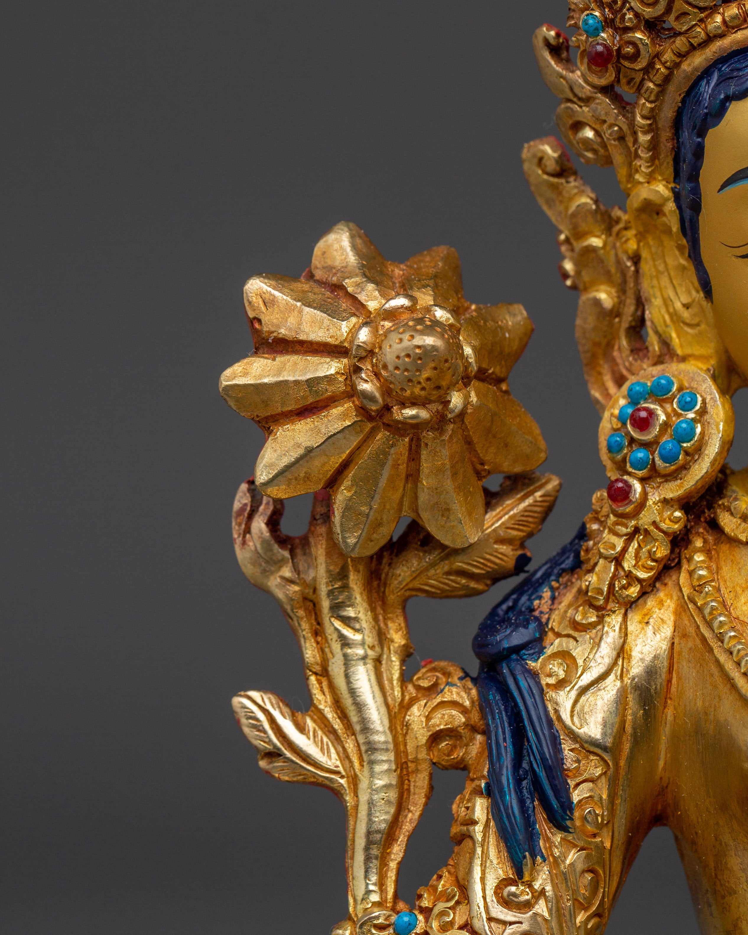 Handcrafted White Tara Copper Statue | Buddhist Figurine for Spiritual Practice