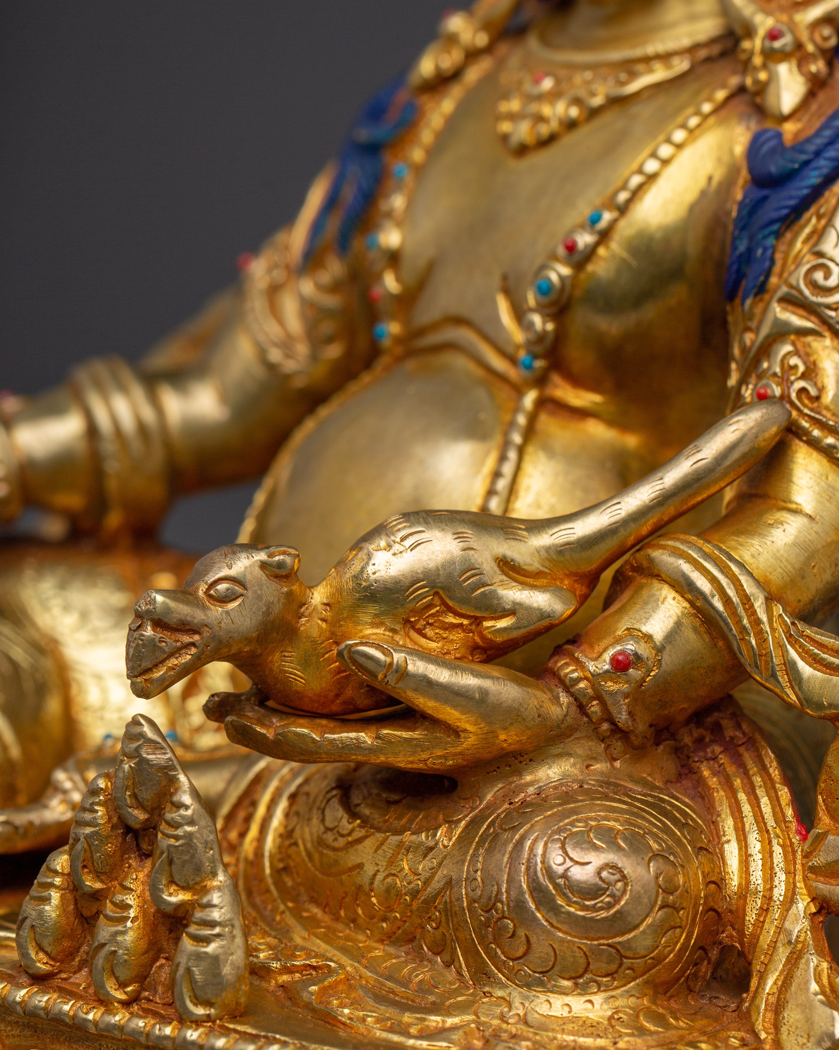 Golden Nepalese Artwork of Dzambhala | Wealth Deity of Tibetan Buddhism