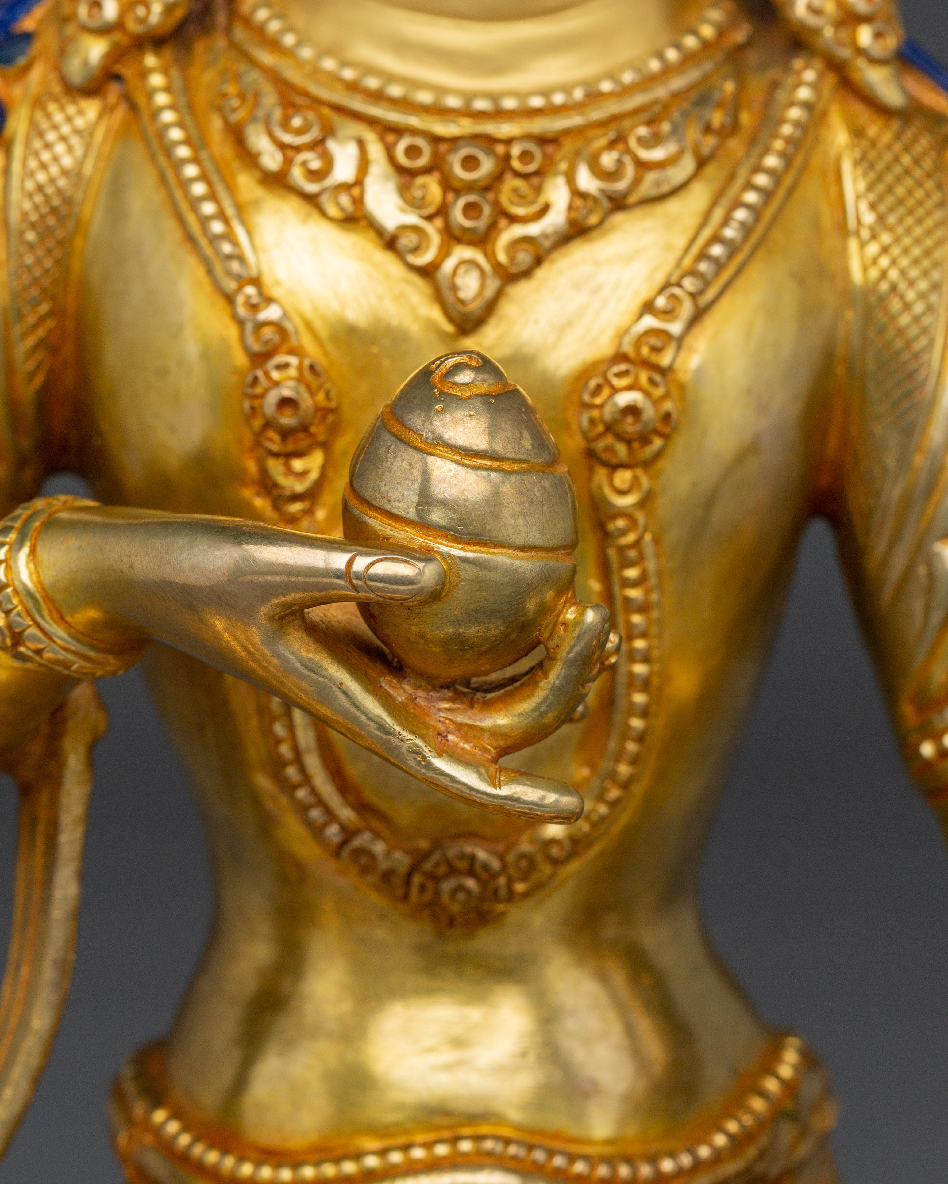 Kshitagarbha Statue Decor | 24K Gold Gilded Sculpture