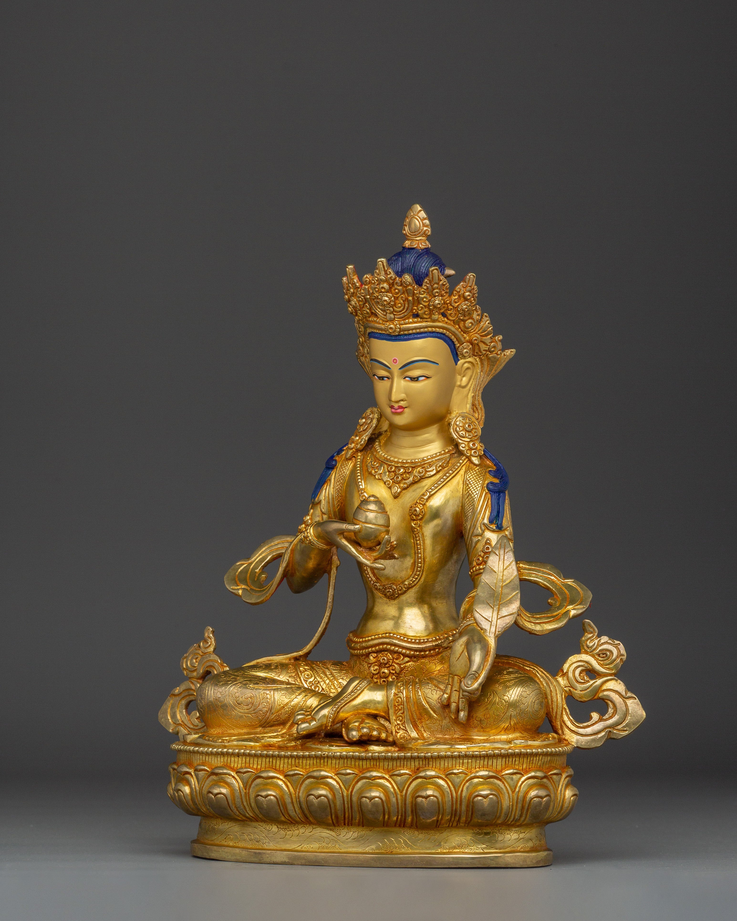 Kshitagarbha Statue Decor | 24K Gold Gilded Sculpture