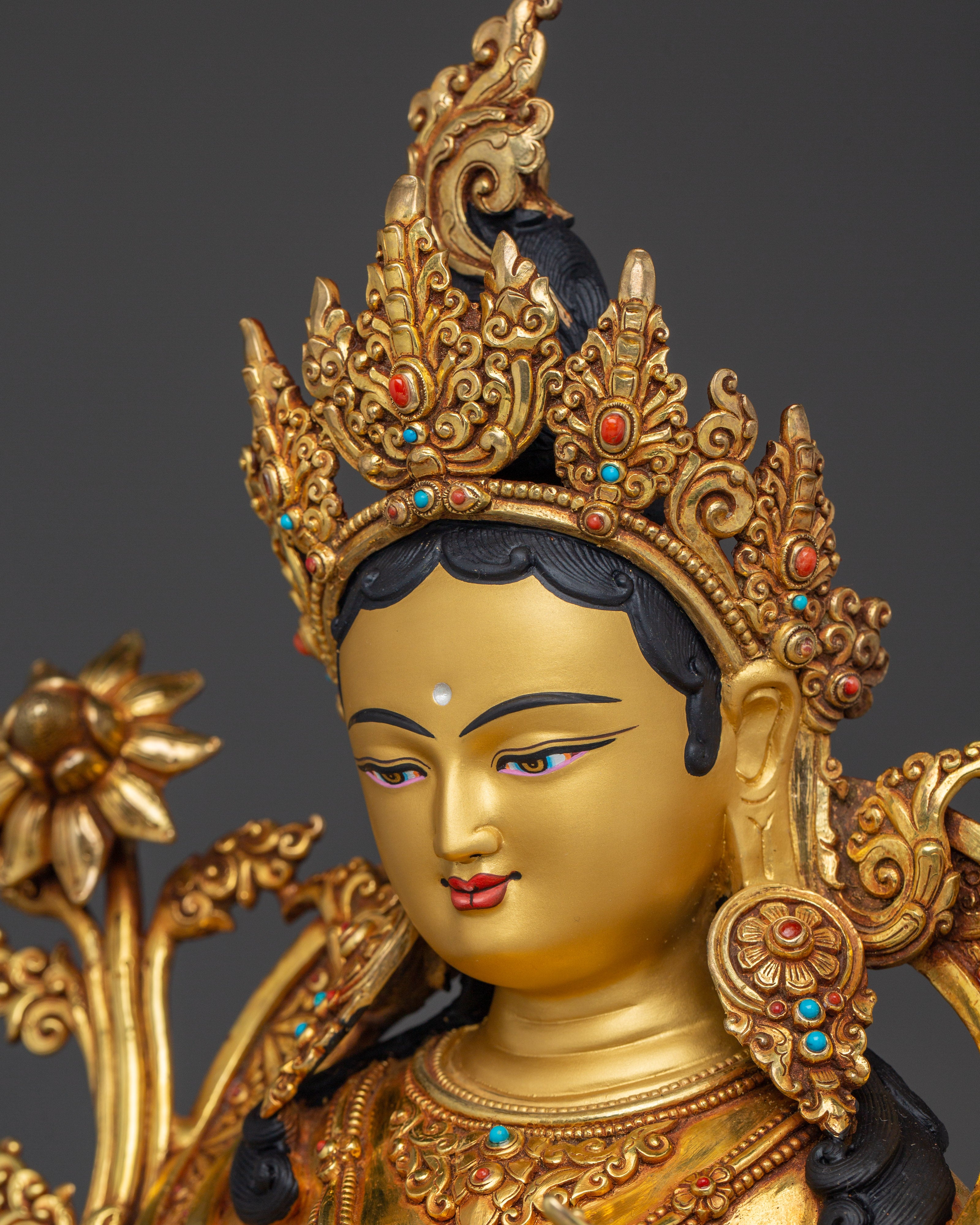 Peaceful Shyama Tara Statue | Green Tara - Swift Savior Deity