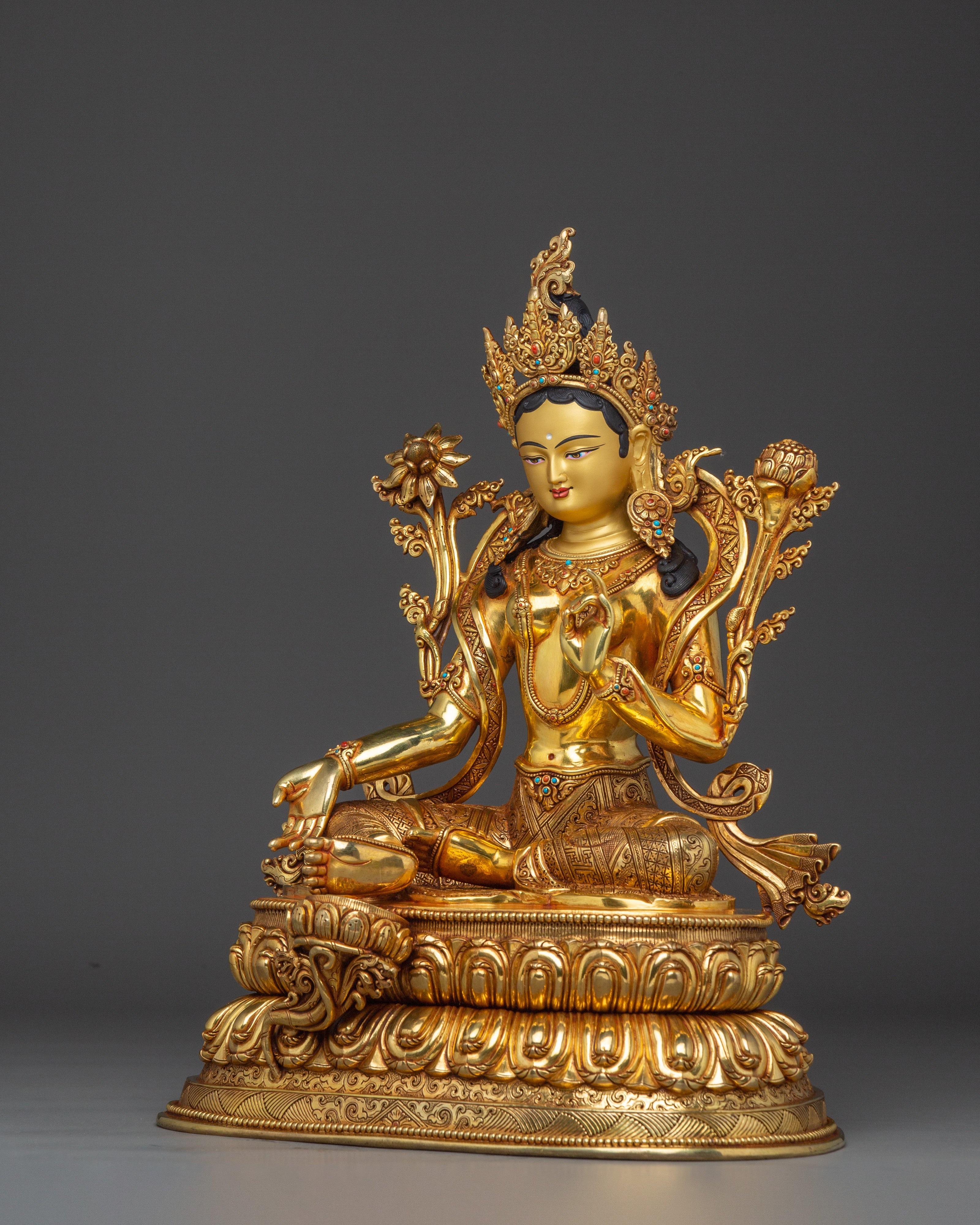 Peaceful Shyama Tara Statue | Green Tara - Swift Savior Deity