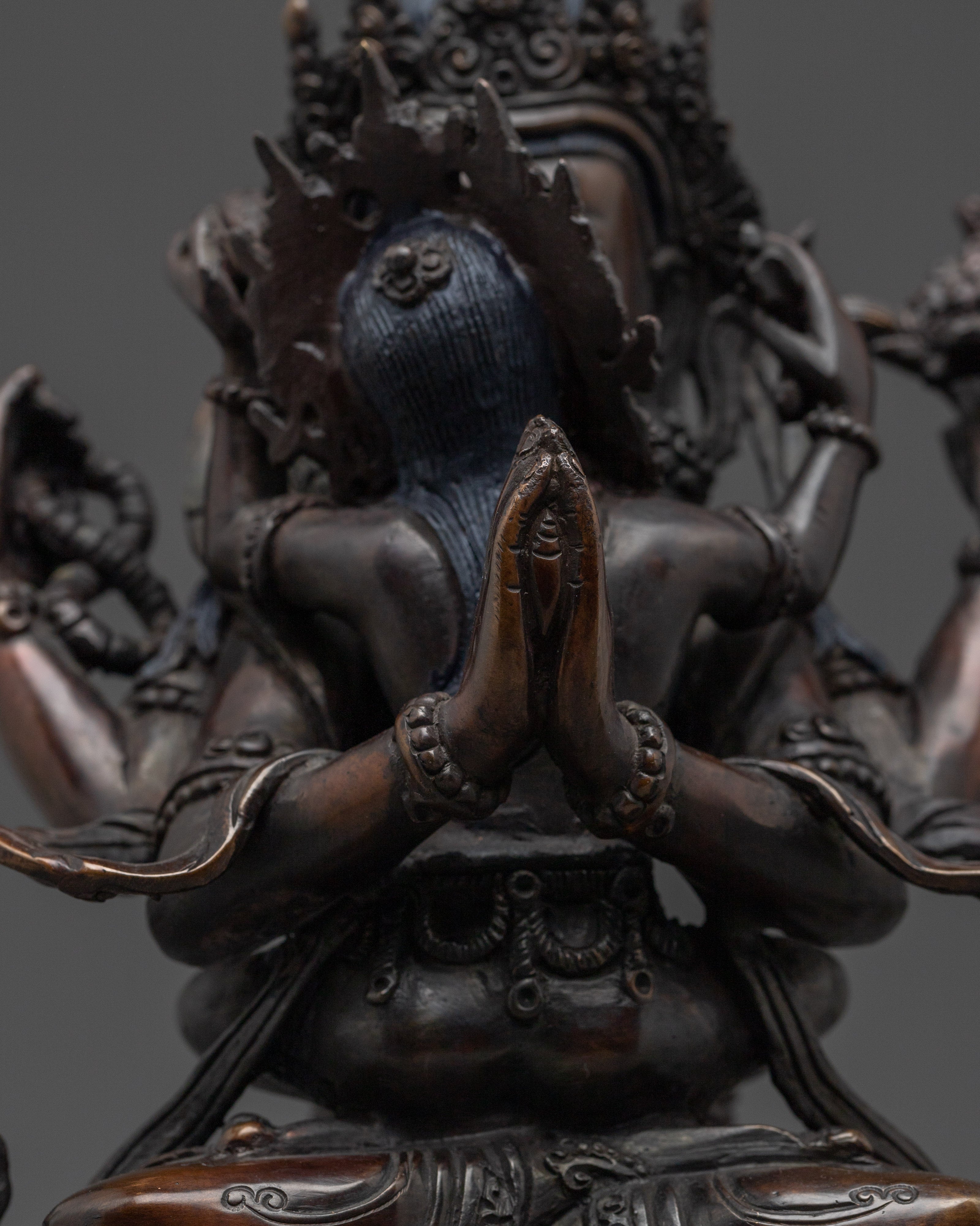 Handcrafted Buddhist Statue of Chenrezig With Consort | Healer in Tibetan Buddhism