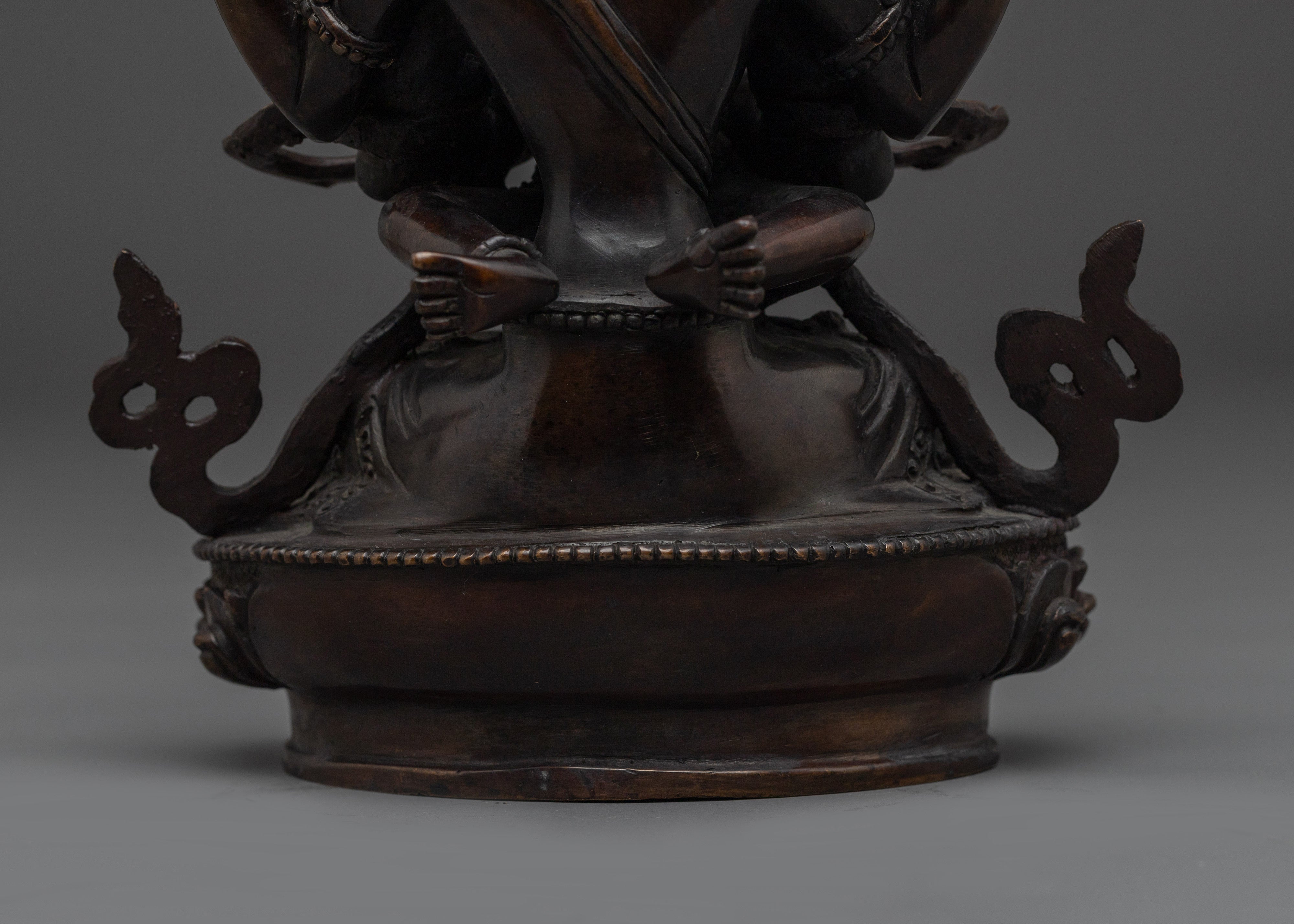 Handcrafted Buddhist Statue of Chenrezig With Consort | Healer in Tibetan Buddhism