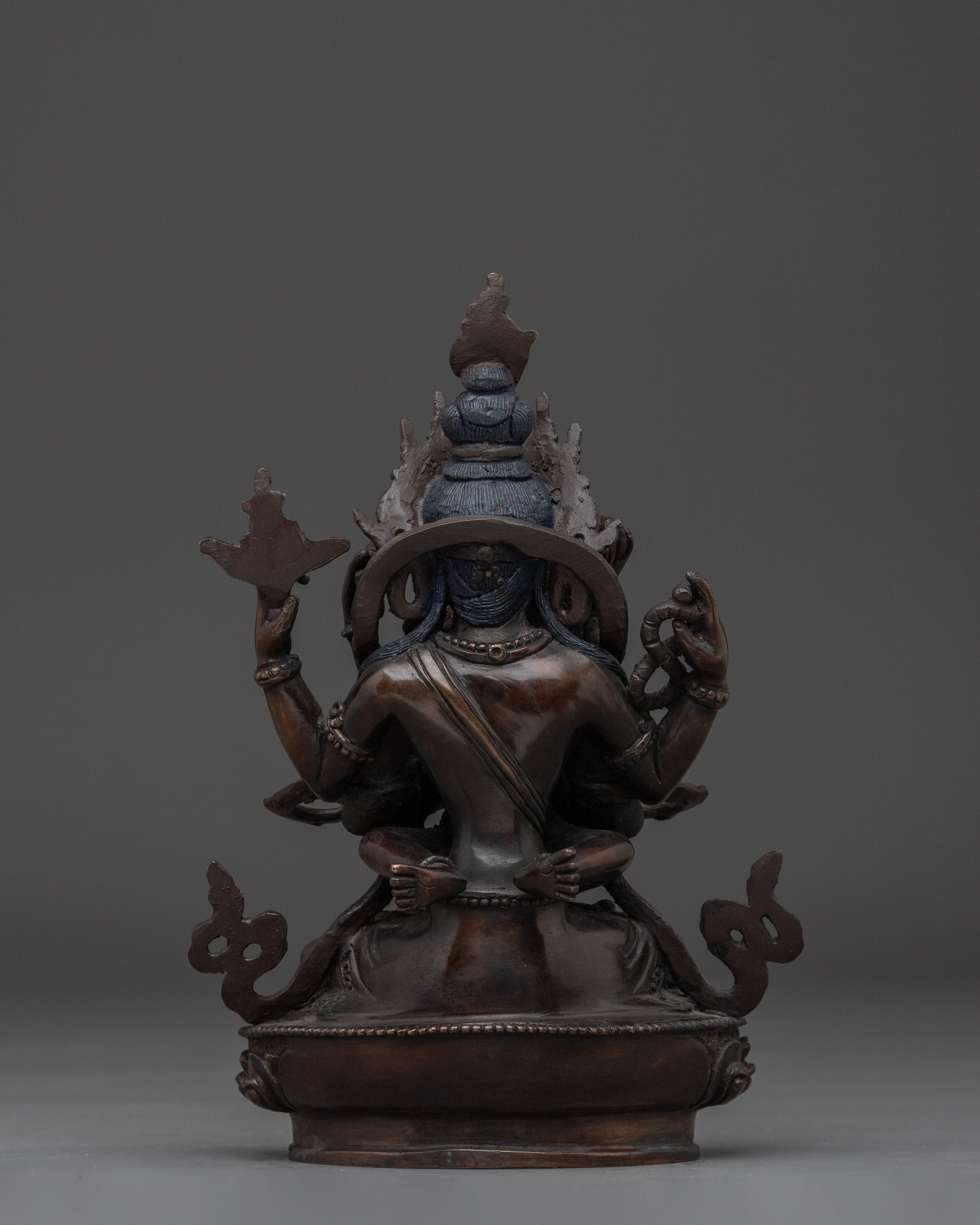 Handcrafted Buddhist Statue of Chenrezig With Consort | Healer in Tibetan Buddhism