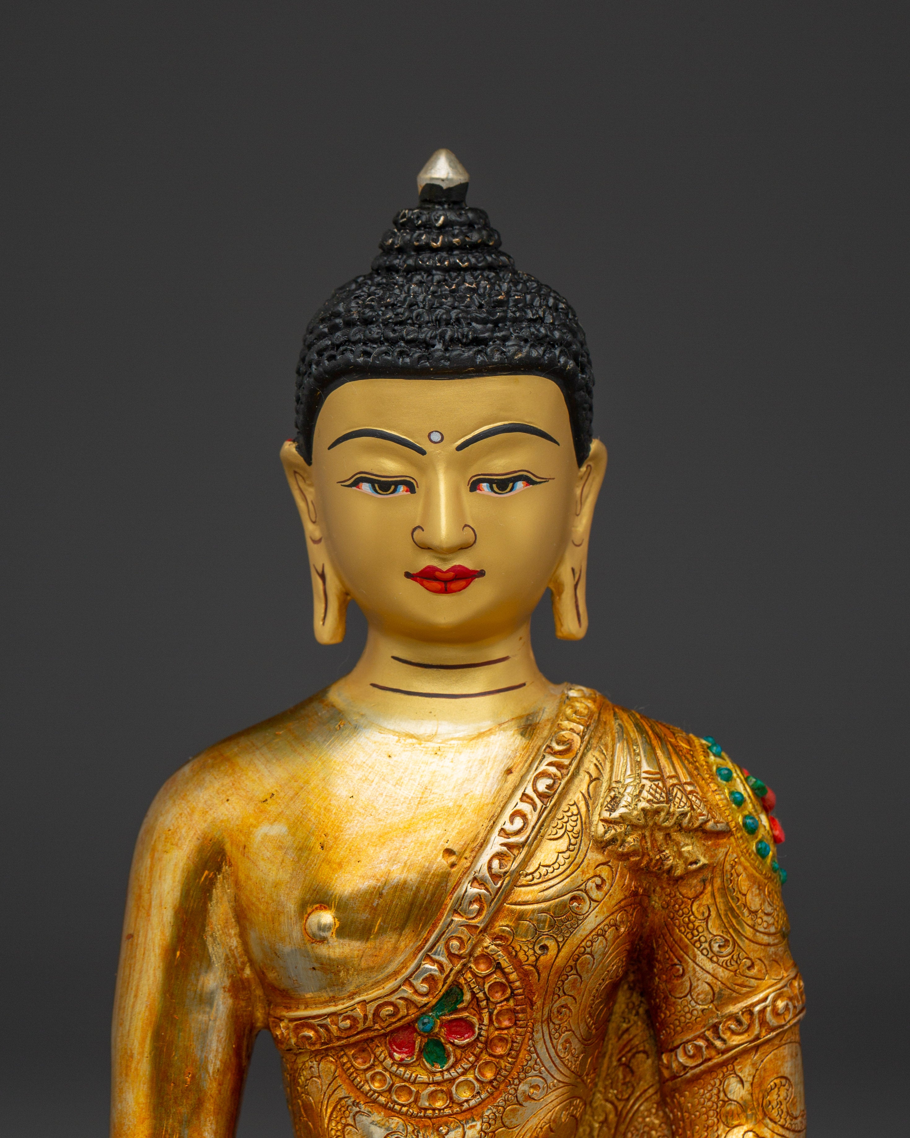 Peace Symbol Shakyamuni Buddha Statue | 24K Gold Gilded Art