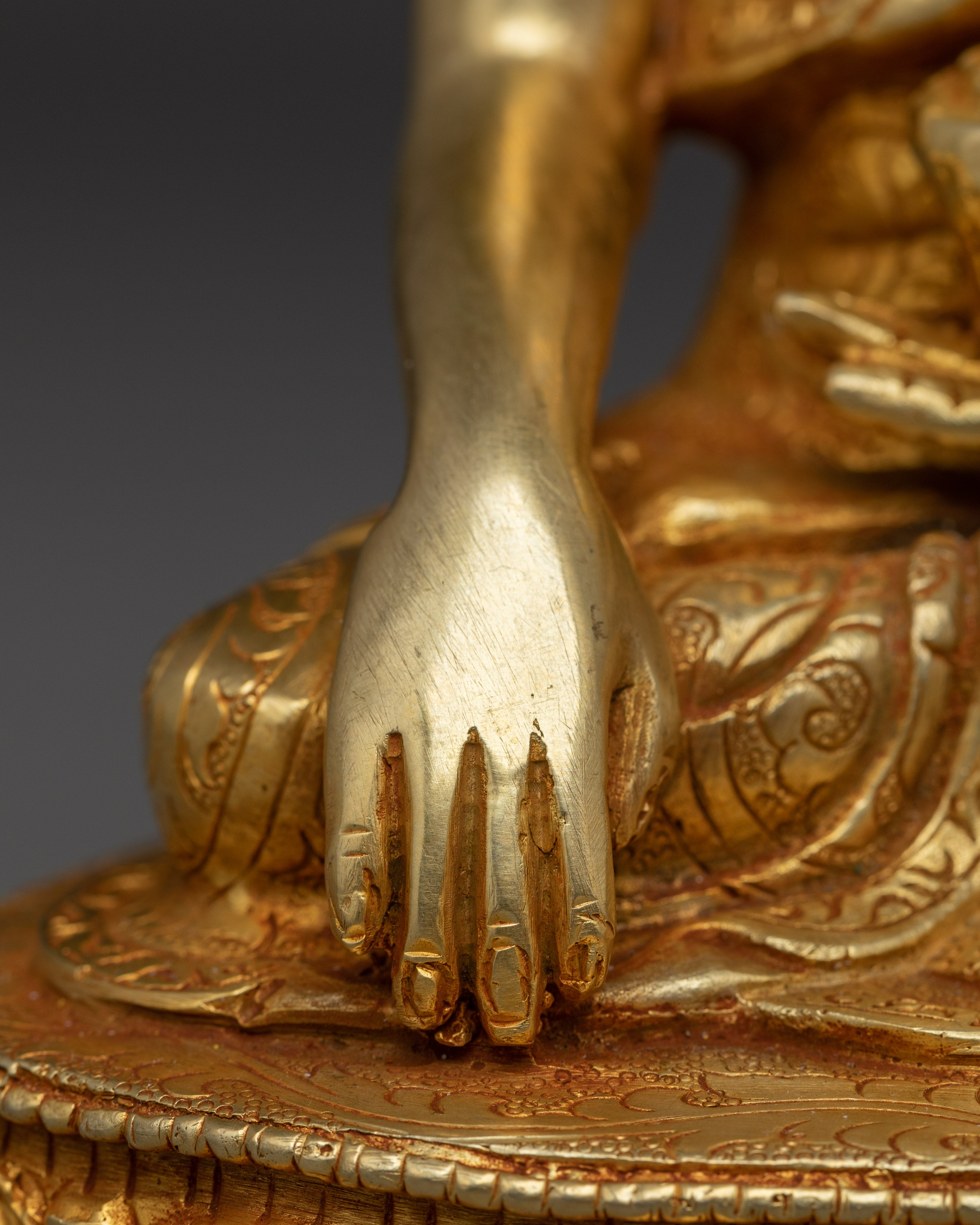 Handmade Shakyamuni Buddha in 24K Gold | Sculpture for Meditation and Shrine