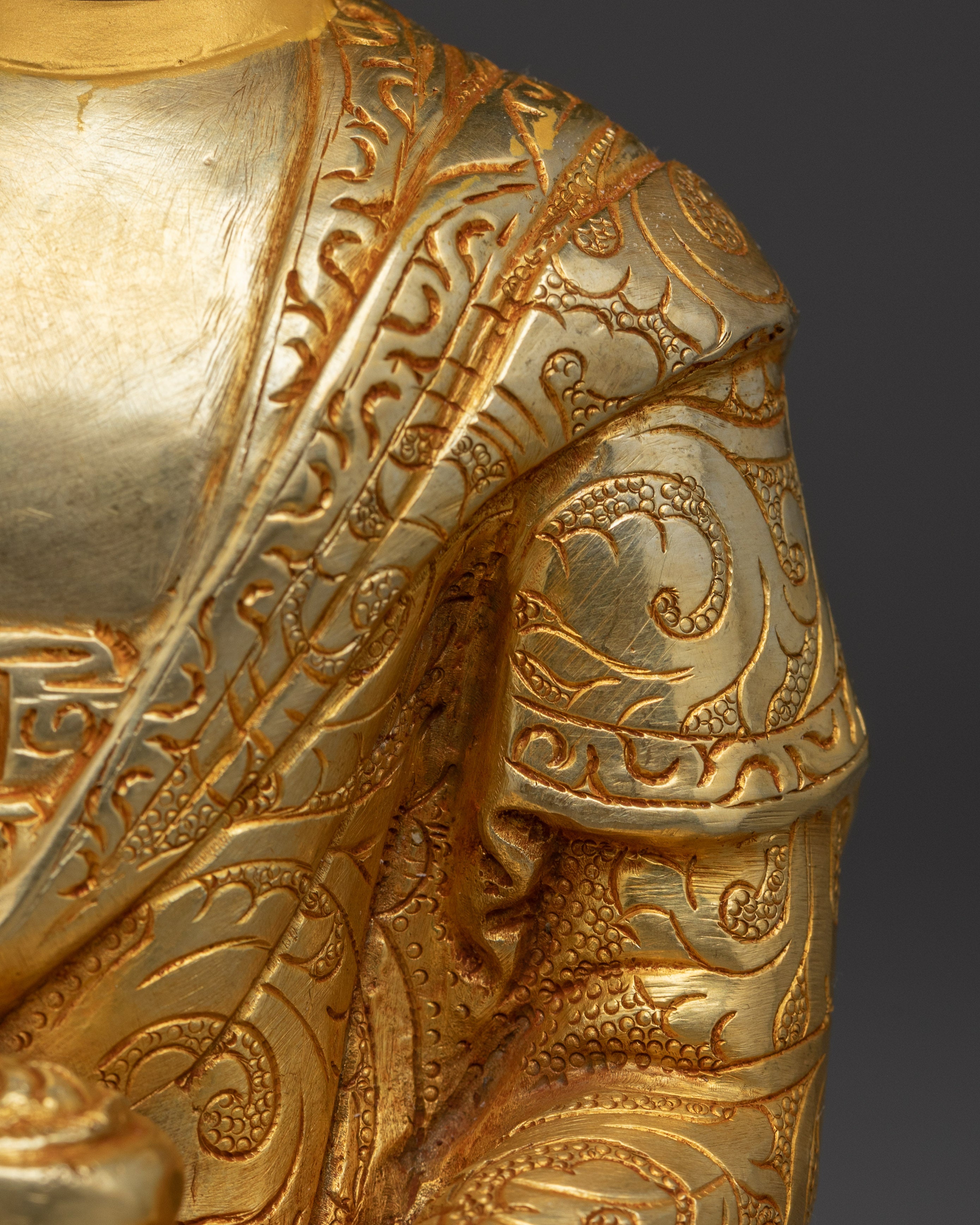 Handmade Shakyamuni Buddha in 24K Gold | Sculpture for Meditation and Shrine