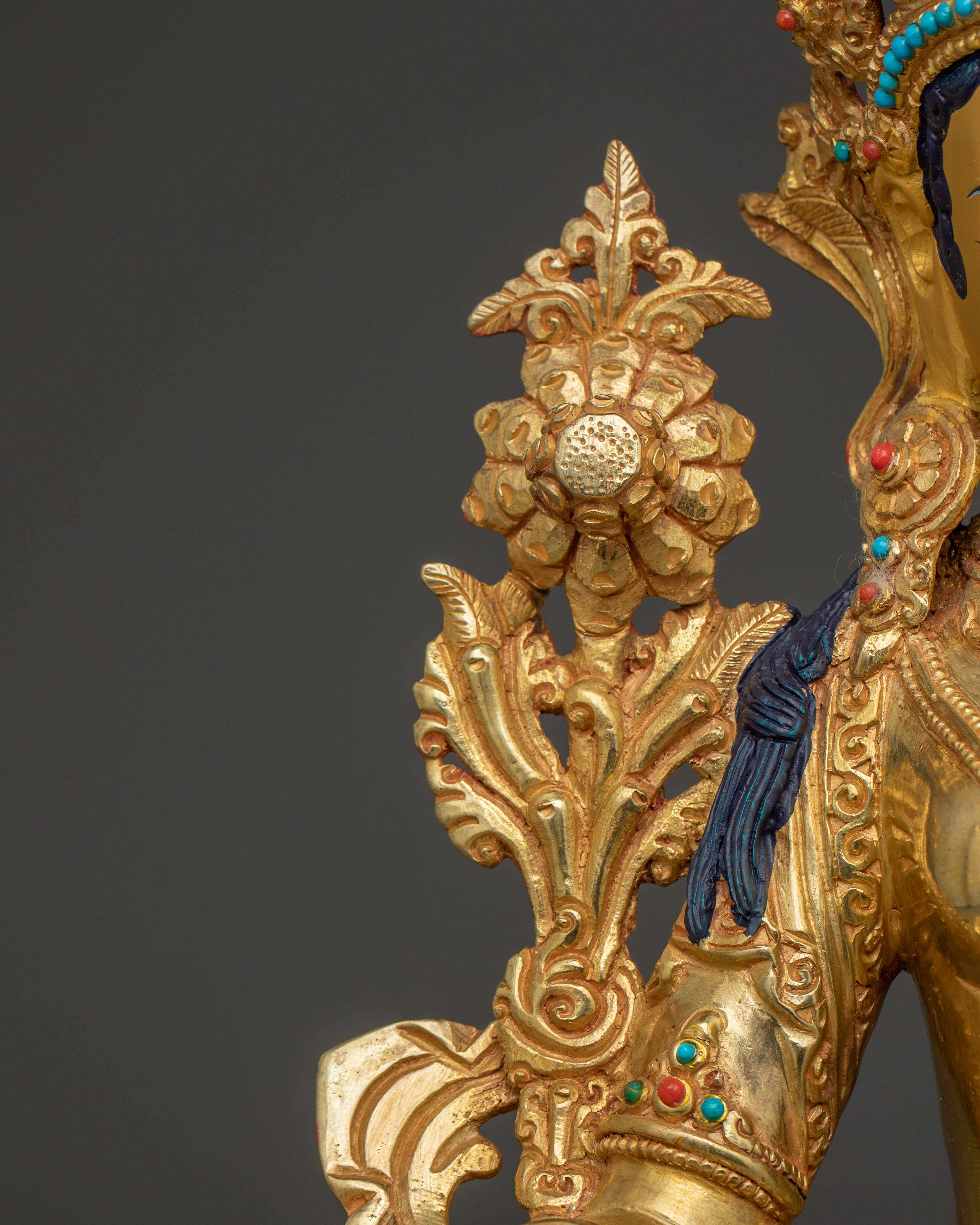 24K gold Green Tara statue | Sculpture of Compassionate Protection