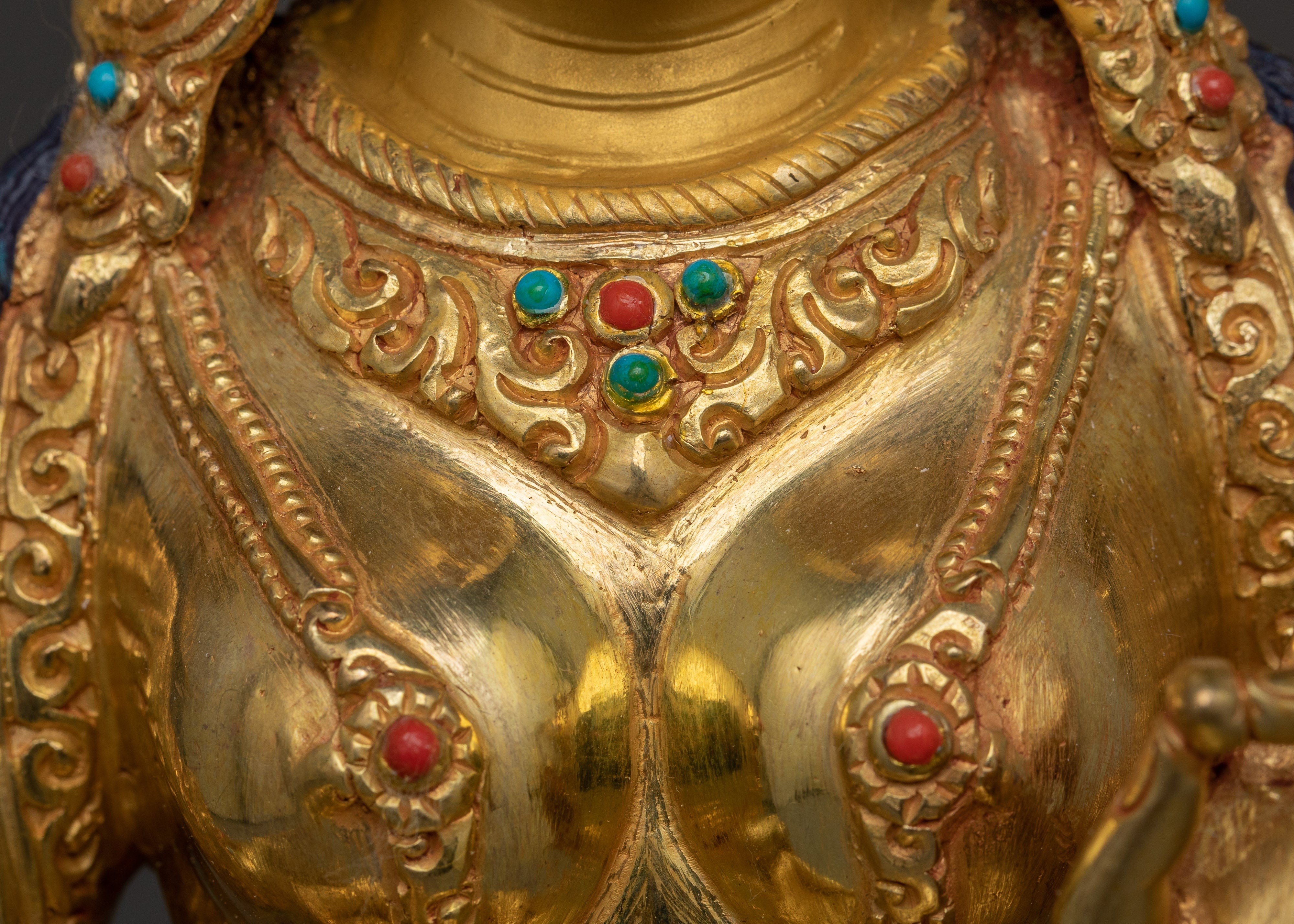 24K gold Green Tara statue | Sculpture of Compassionate Protection