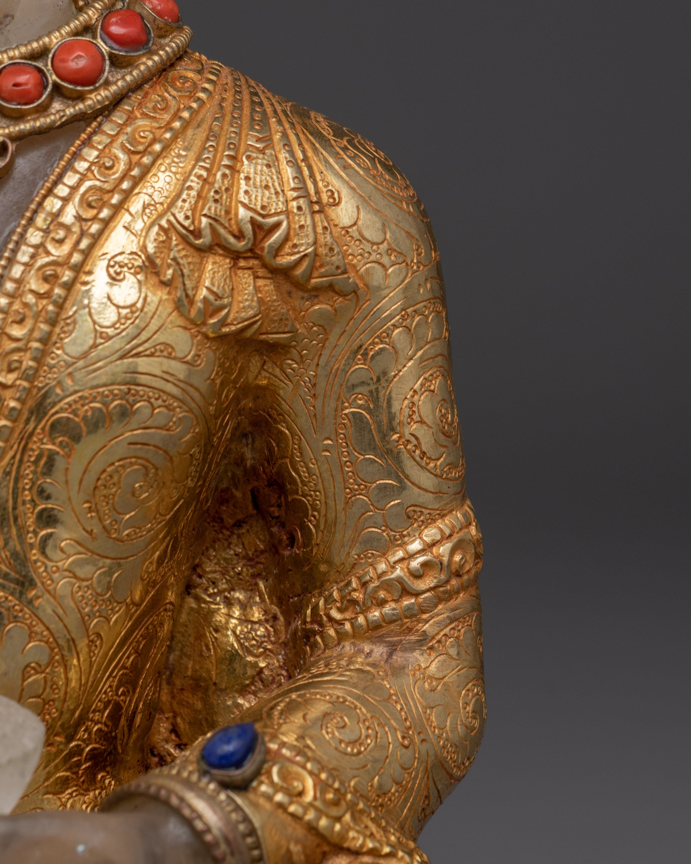 Medicine Buddha Healing Statue | 24K Gold with Crystal Body Artwork