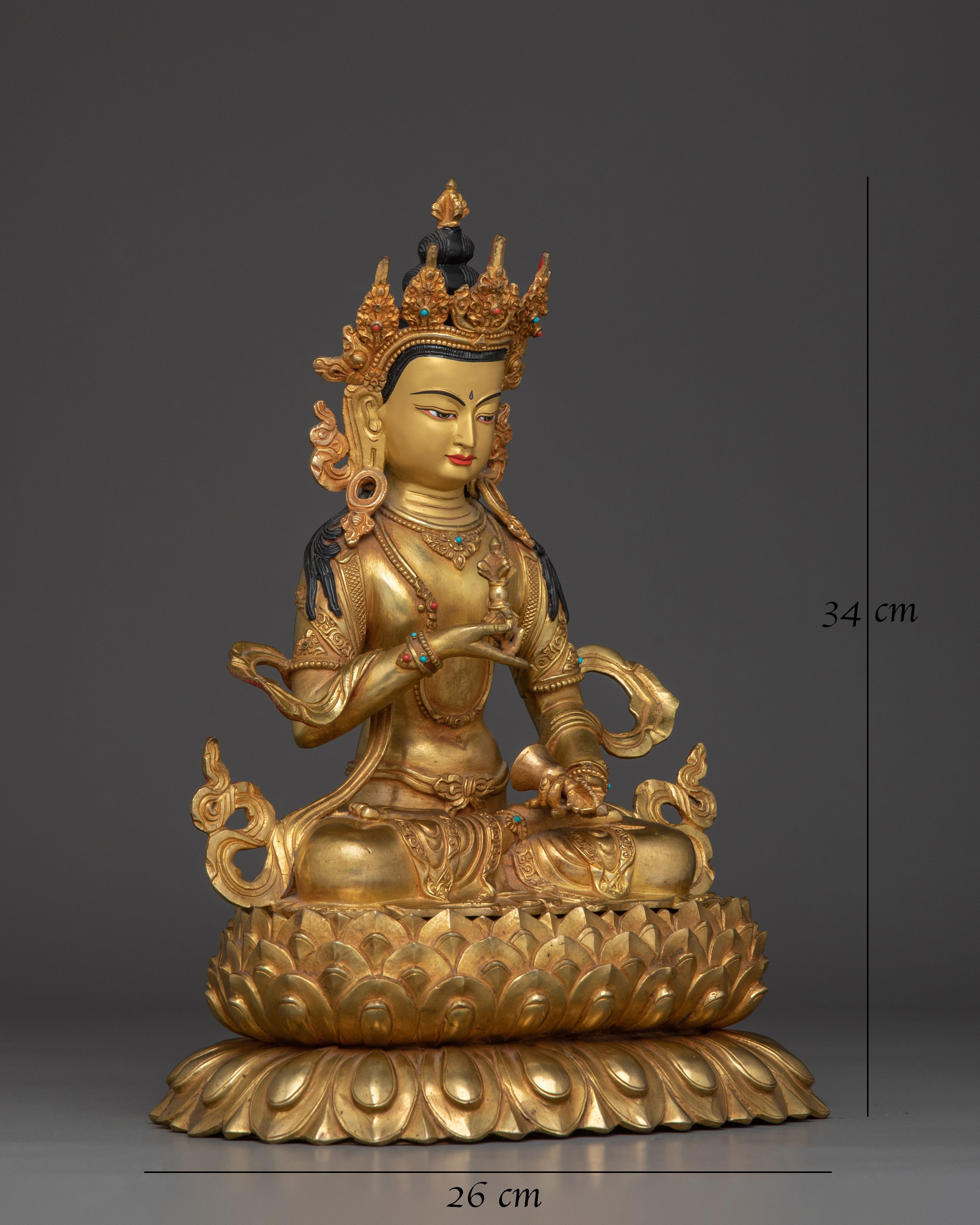 24K Gold Gilded Vajrasattva Buddhist Sculpture