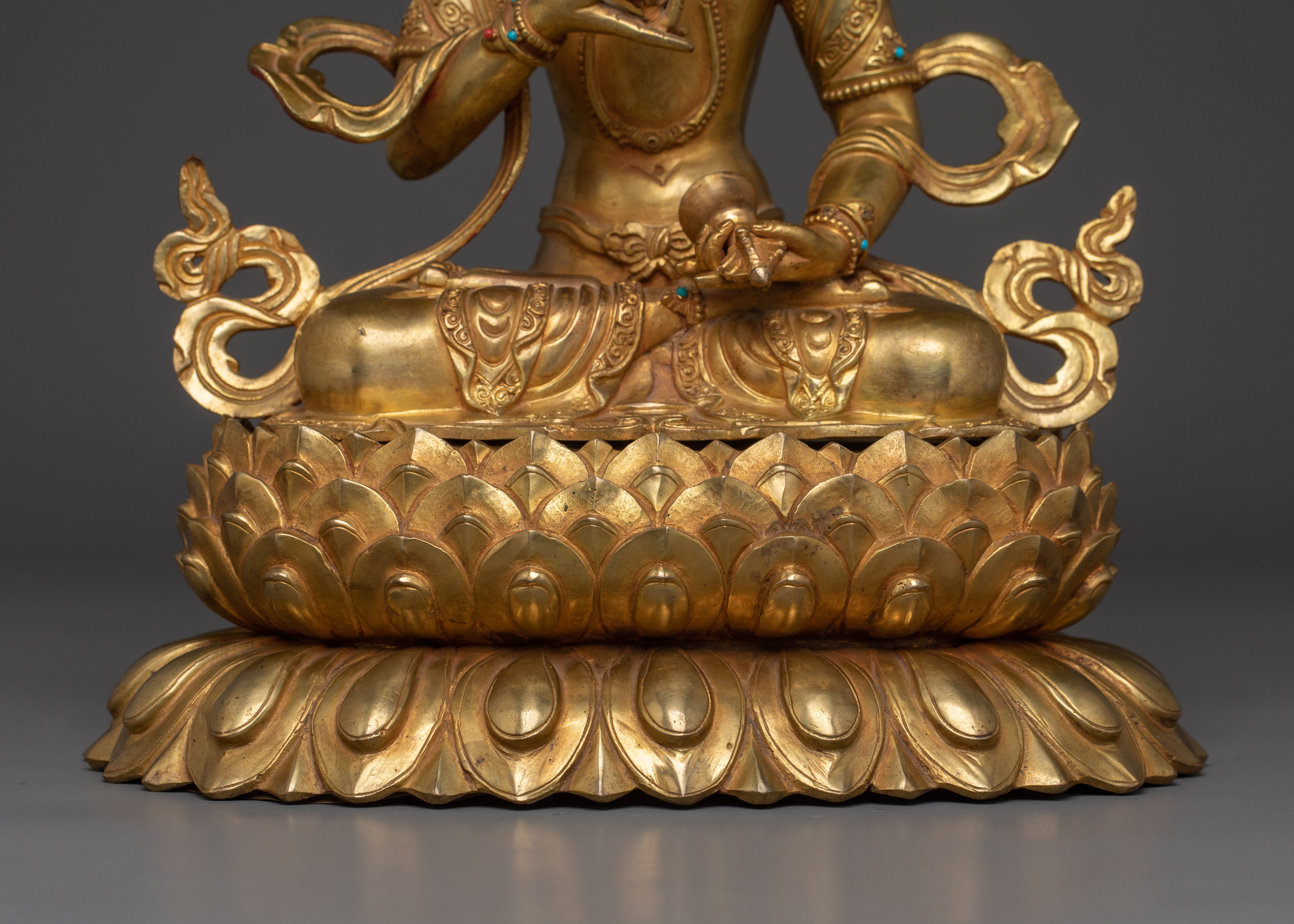 Handcrafted 24K Gold Gilded Vajrasattva Buddhist Sculpture | Sacred Purification Deity
