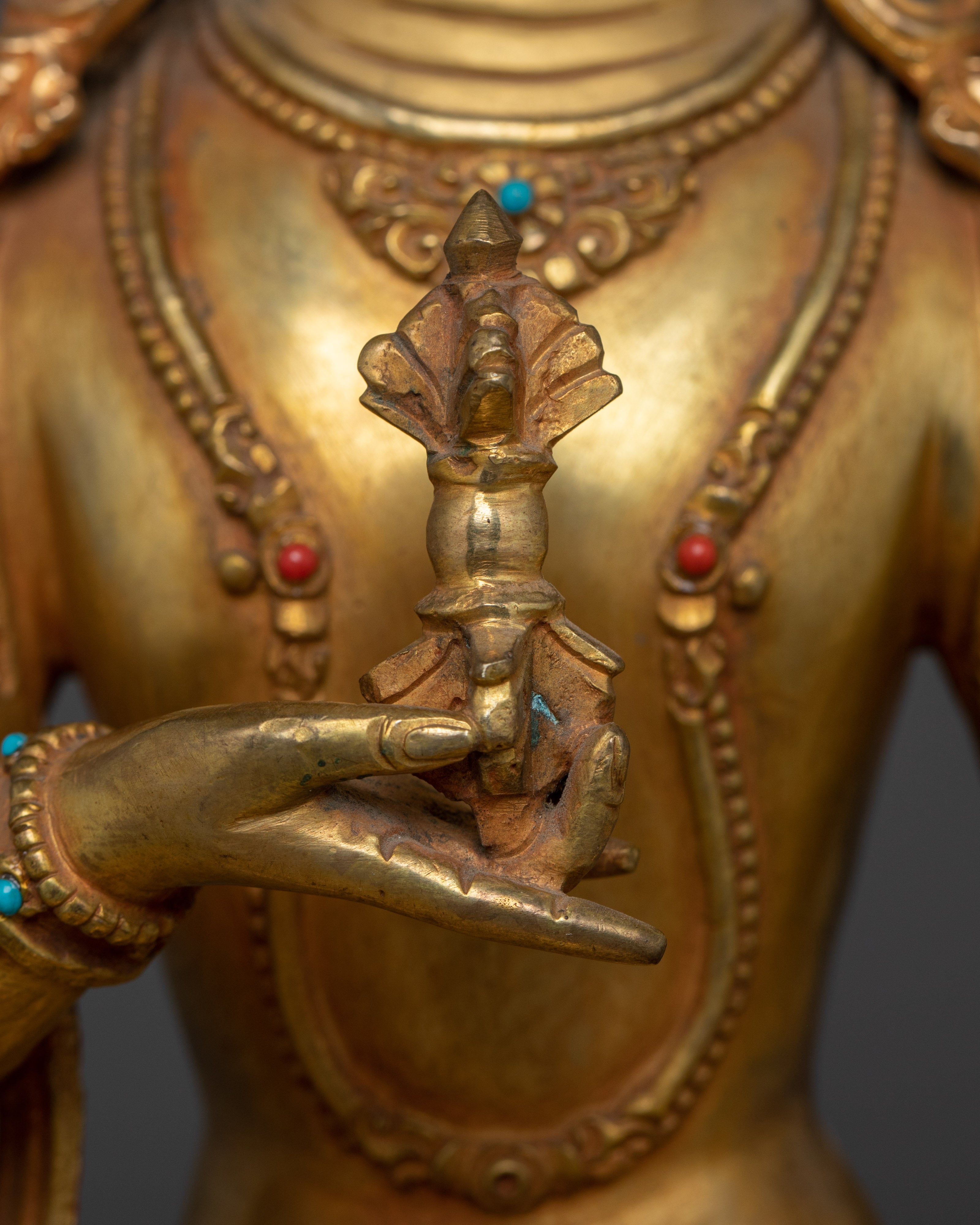 Handcrafted 24K Gold Gilded Vajrasattva Buddhist Sculpture | Sacred Purification Deity