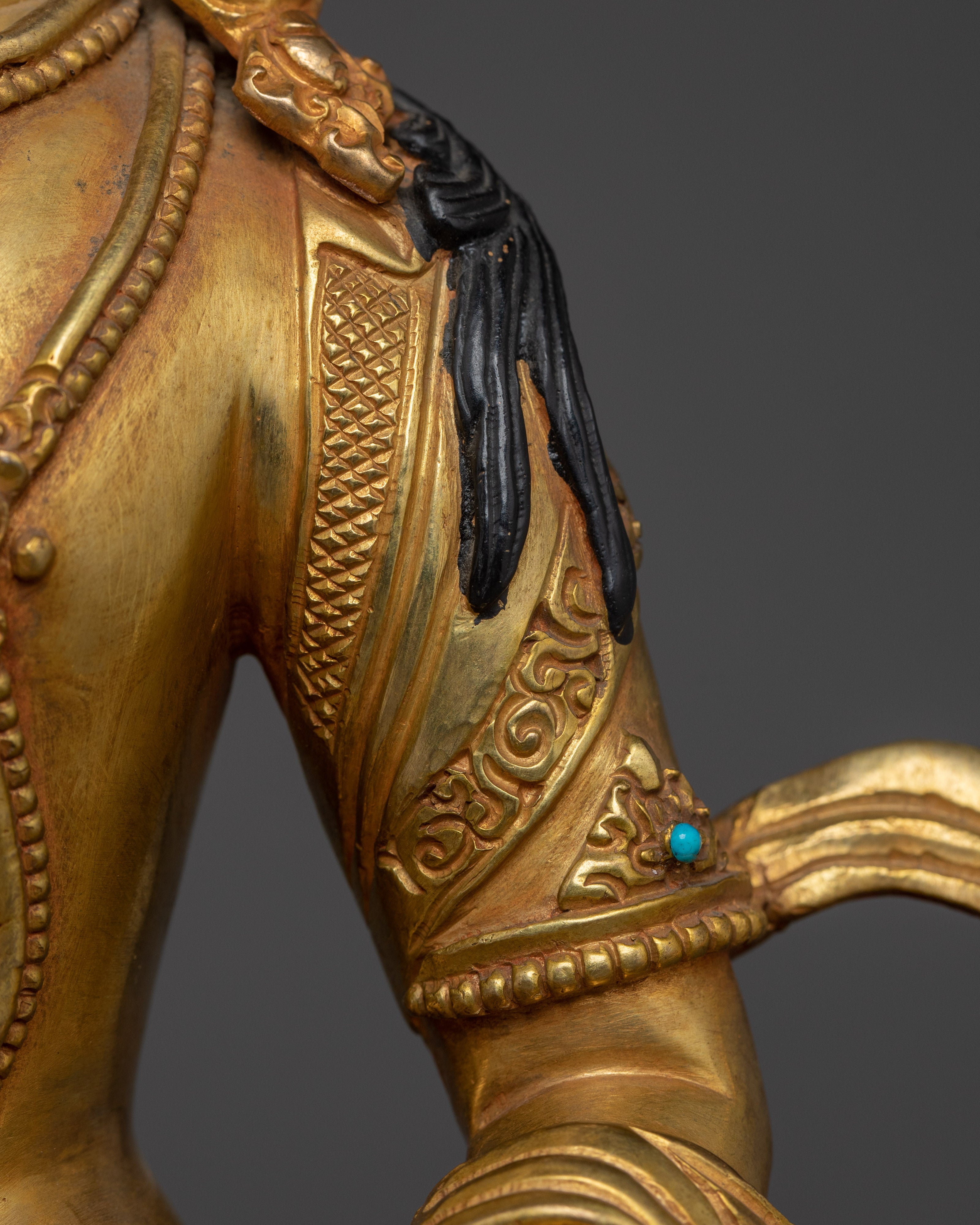 Handcrafted 24K Gold Gilded Vajrasattva Buddhist Sculpture | Sacred Purification Deity