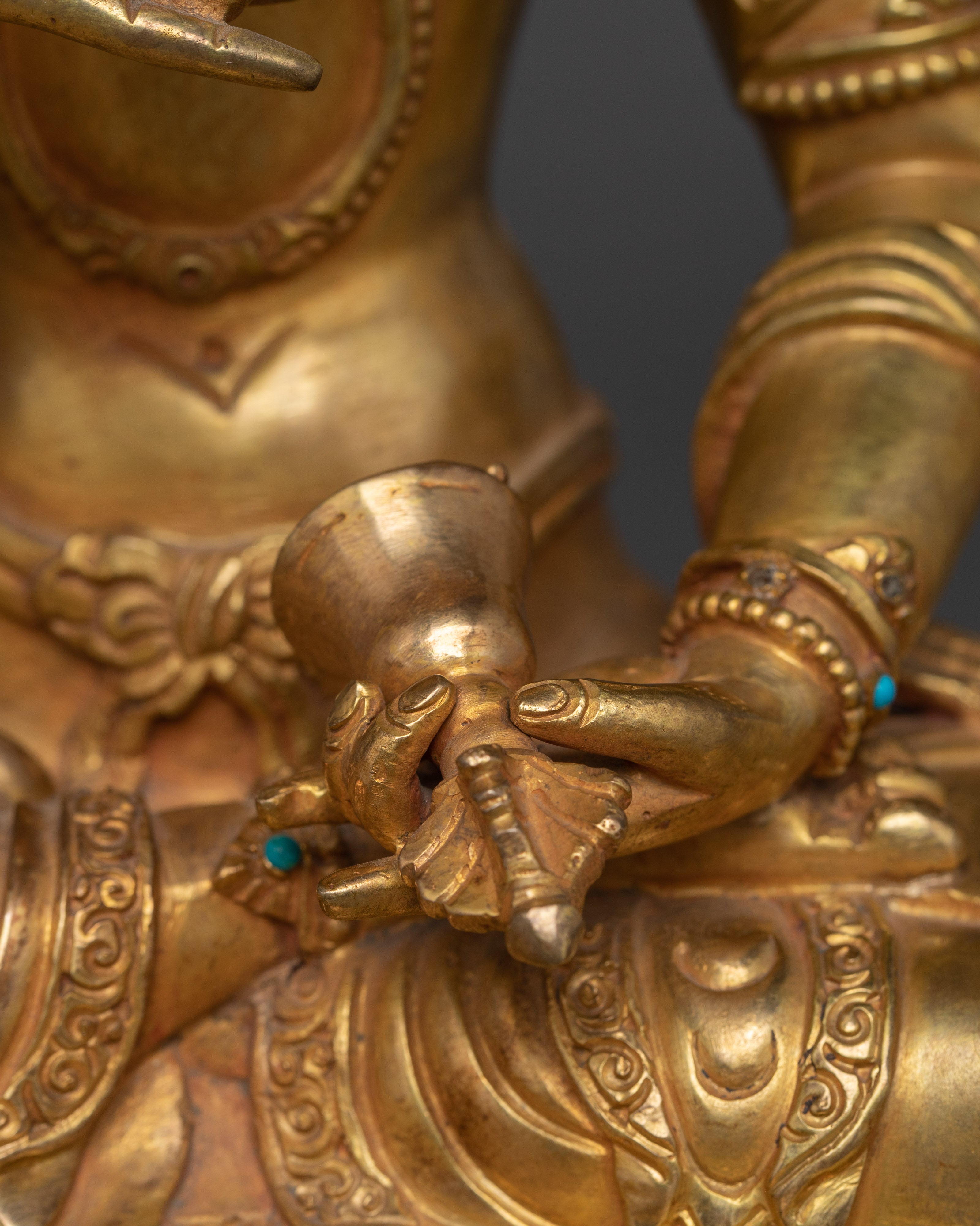 Handcrafted 24K Gold Gilded Vajrasattva Buddhist Sculpture | Sacred Purification Deity