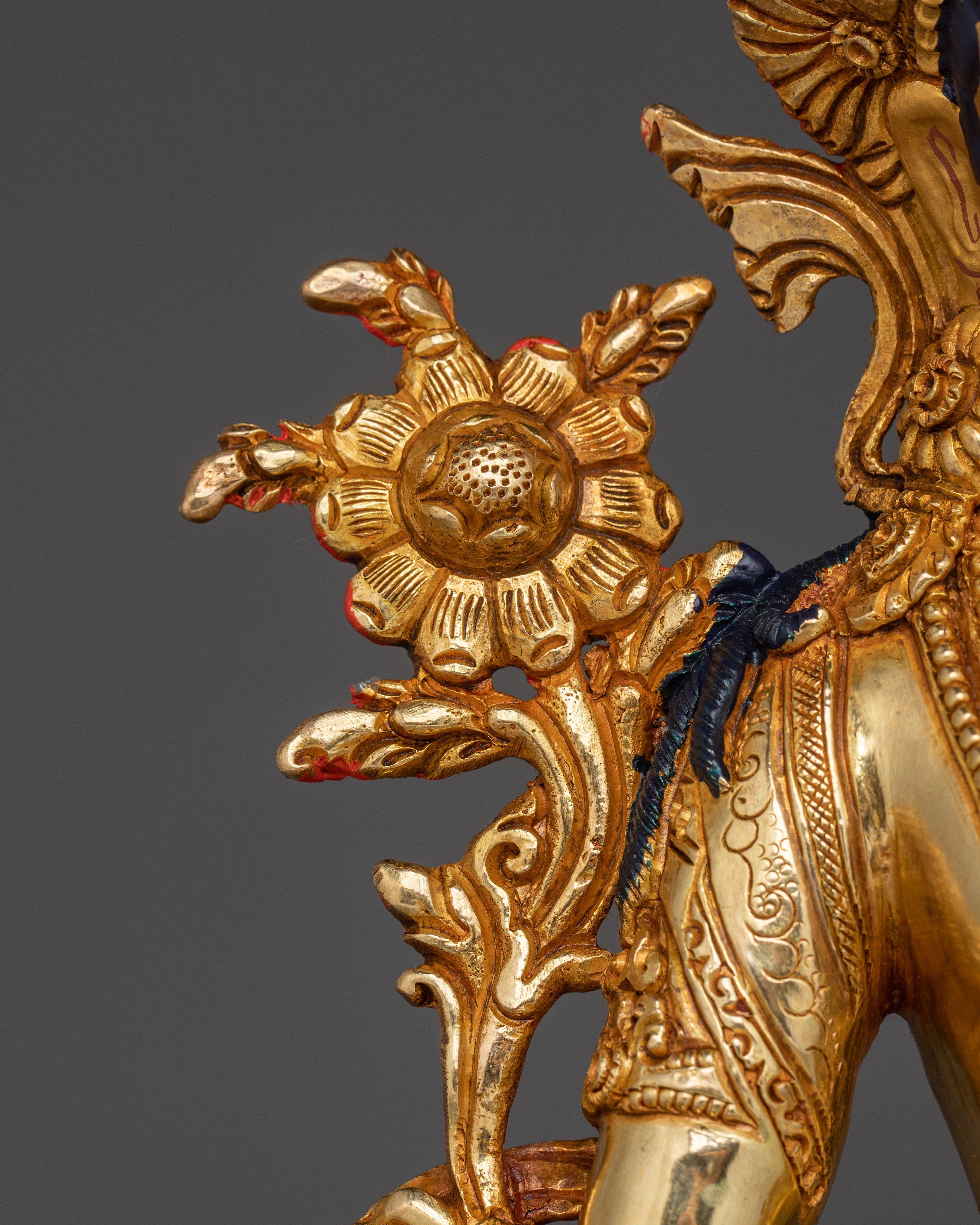 Handcrafted Gold Gilded Green Tara Statue | Compassionate Female Bodhisattva