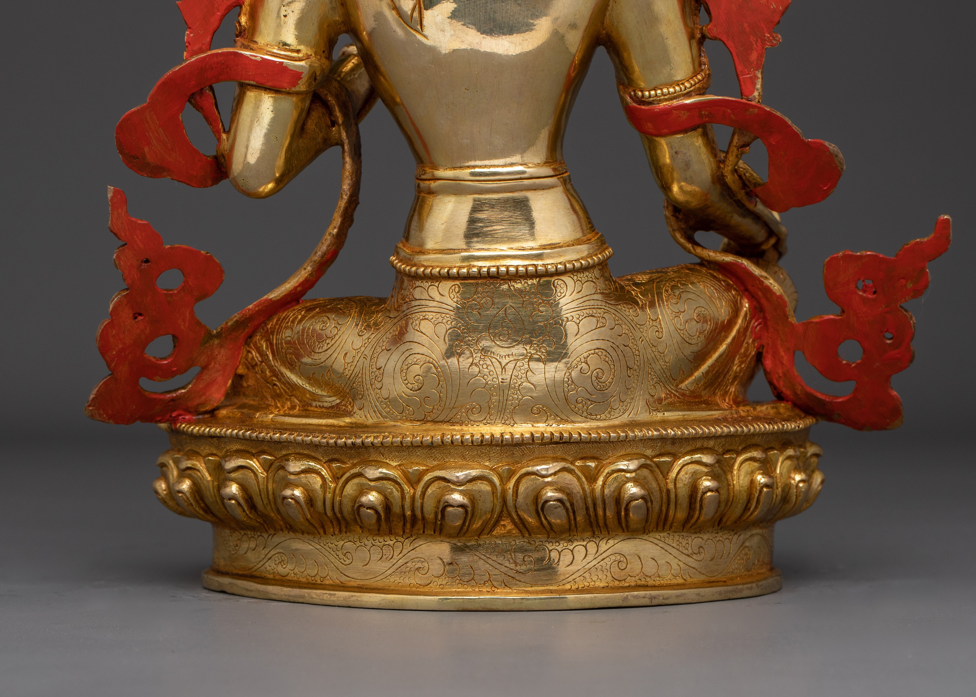 Handcrafted Gold Gilded Green Tara Statue | Compassionate Female Bodhisattva