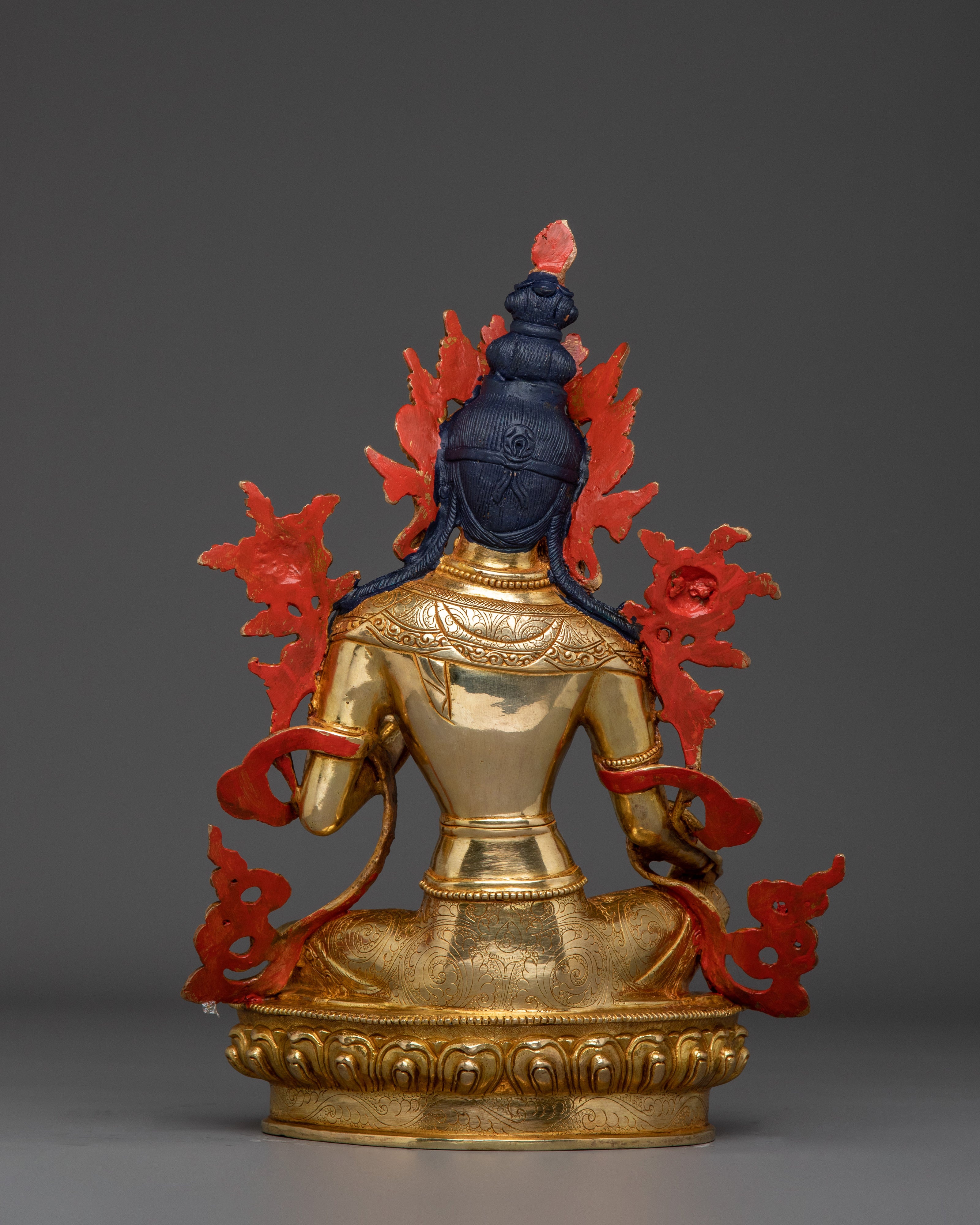 Handcrafted Gold Gilded Green Tara Statue | Compassionate Female Bodhisattva