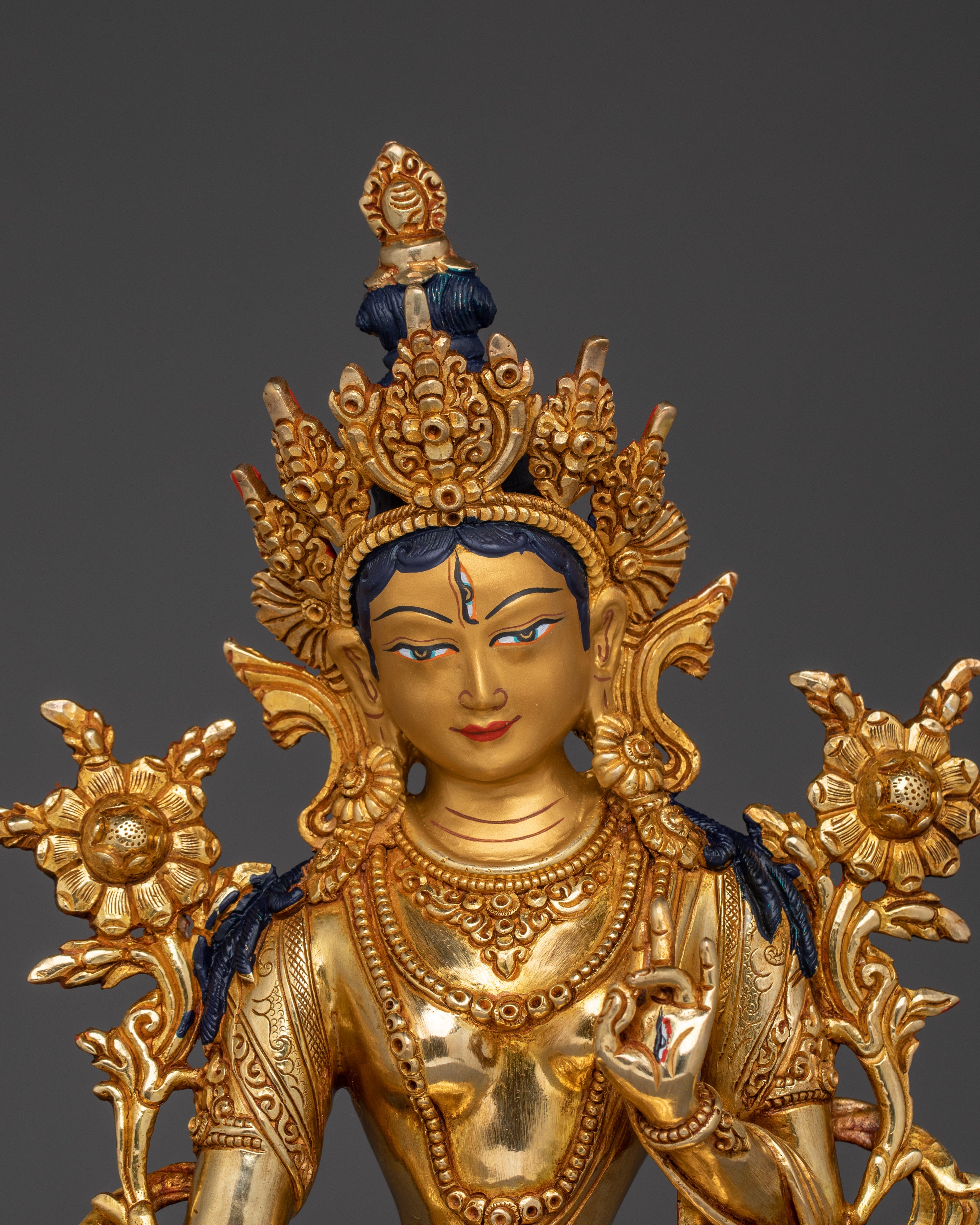 24K Gold Gilded White Tara Statue | Healing and Longevity Deity