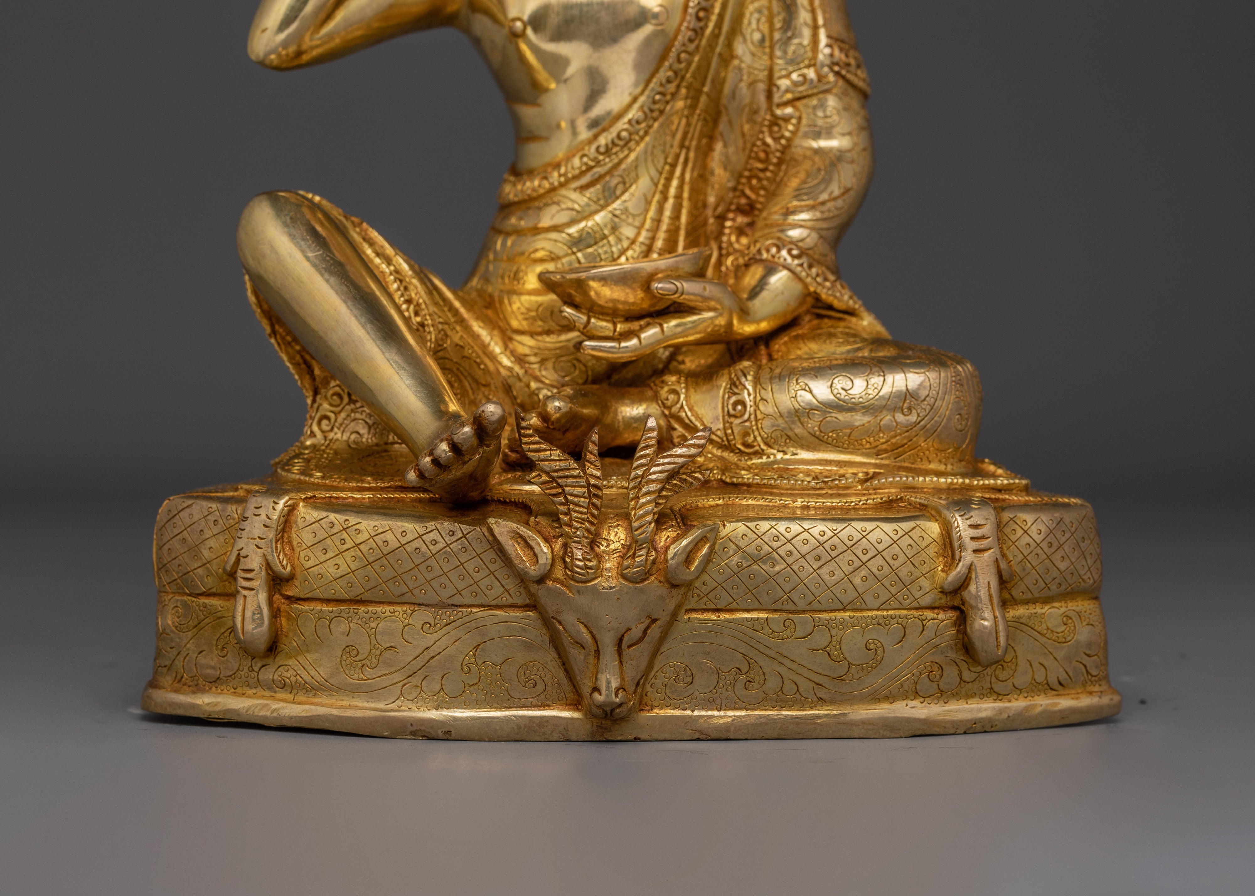 Handcrafted Milarepa Statue for Meditation | Tibetan Yogi Saint Copper Sculpture