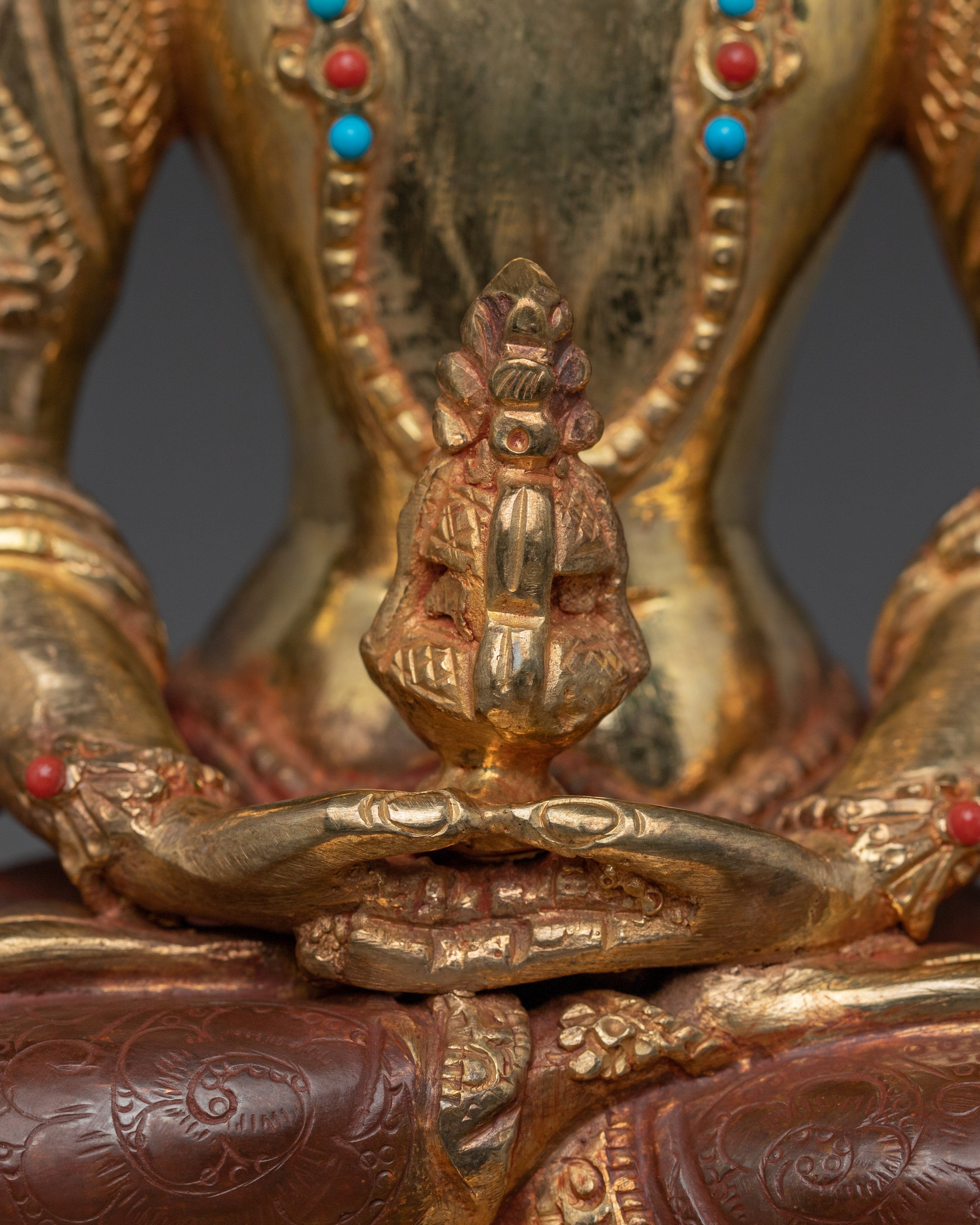 Handcrafted Amitayus Buddhist Copper Statue | Gold Gilded Spiritual Masterpiece