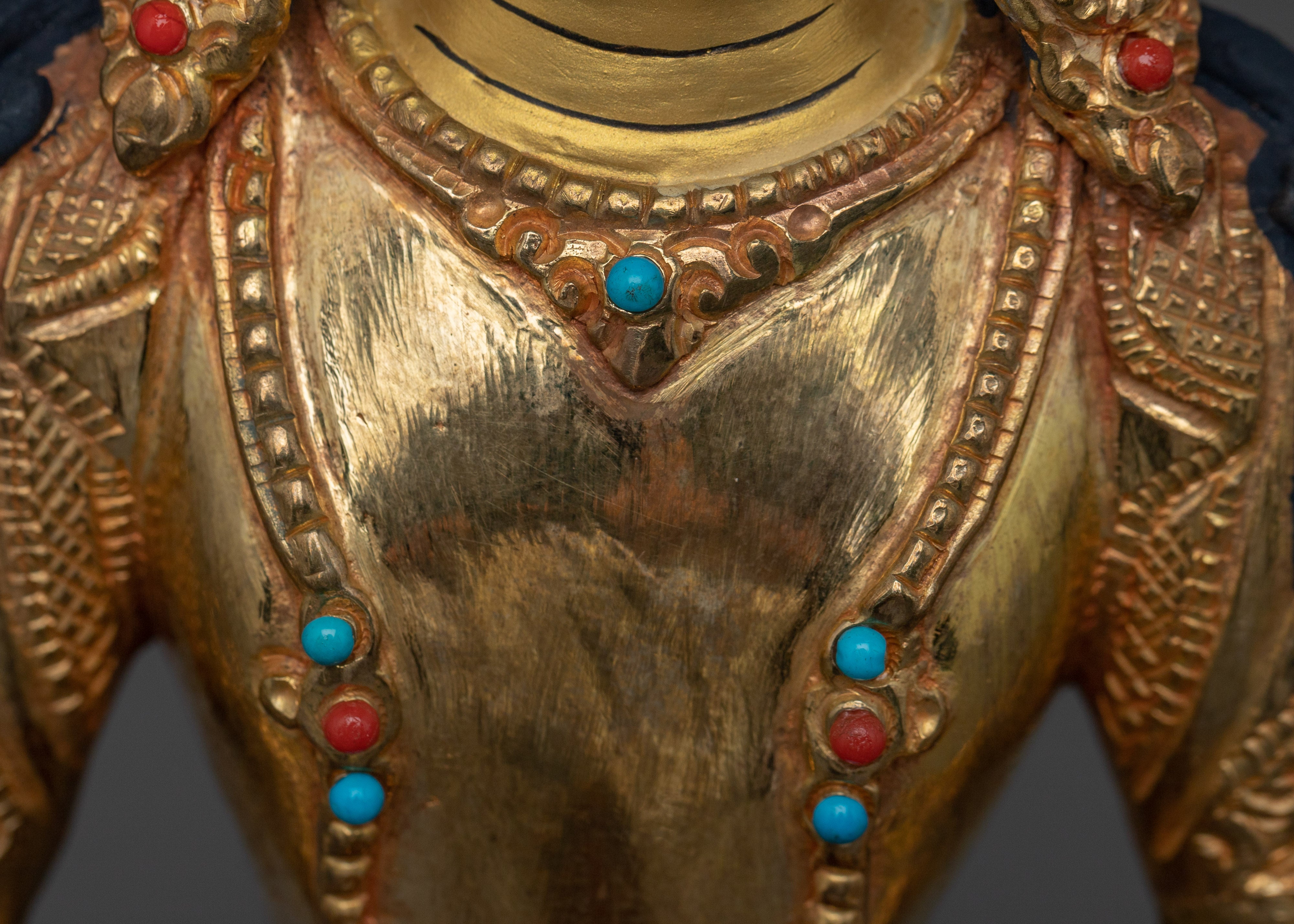 Handcrafted Amitayus Buddhist Copper Statue | Gold Gilded Spiritual Masterpiece