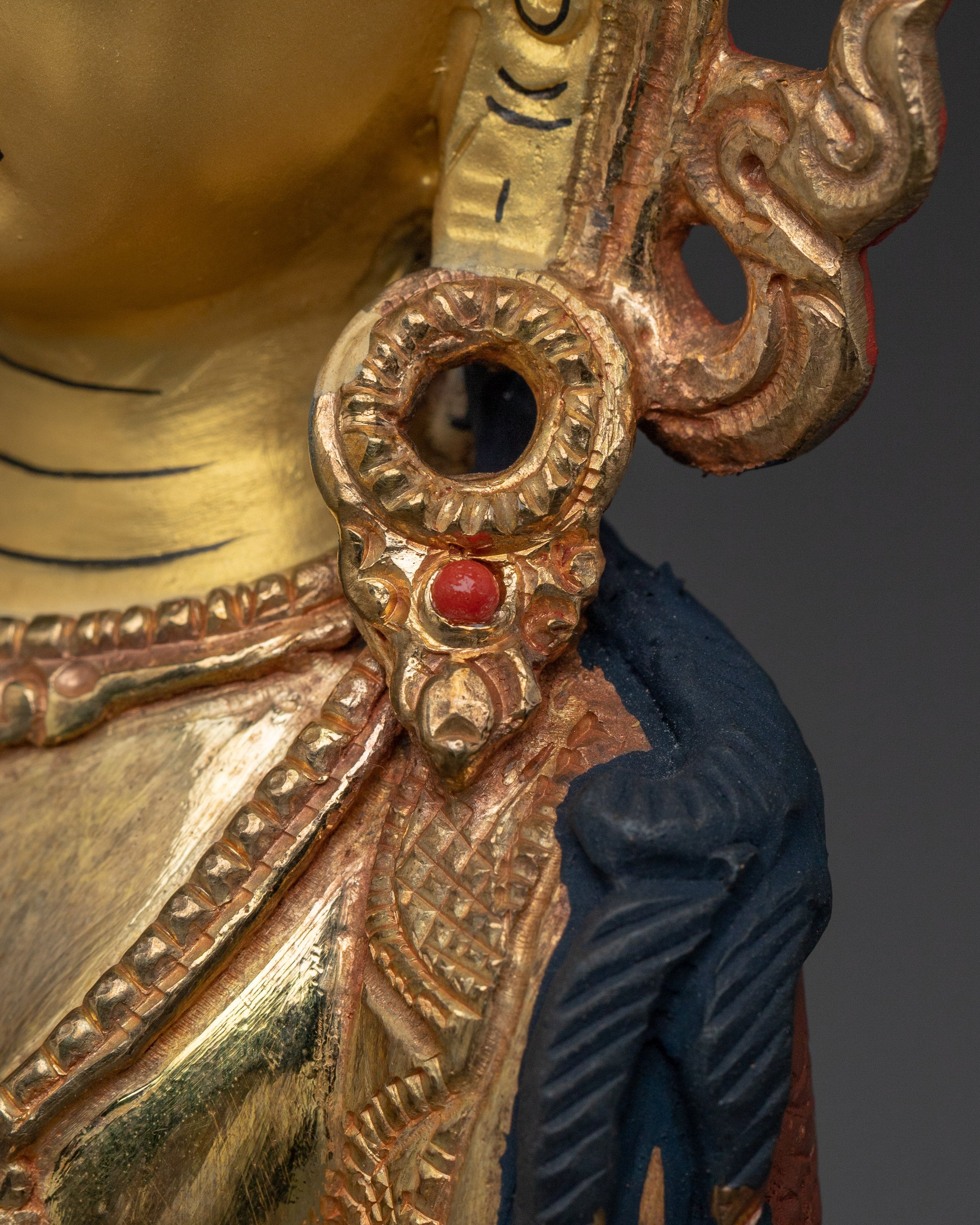Handcrafted Amitayus Buddhist Copper Statue | Gold Gilded Spiritual Masterpiece