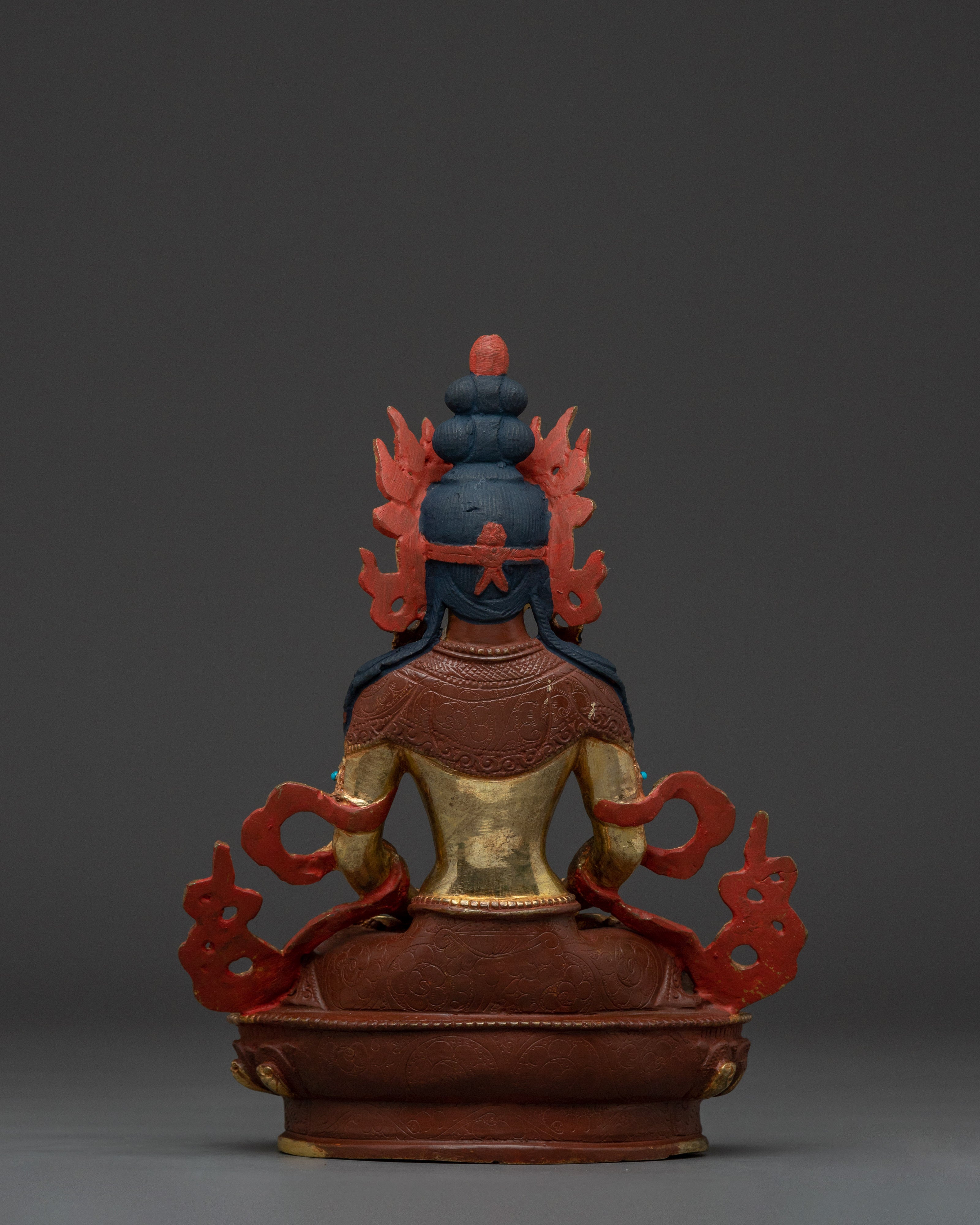 Handcrafted Amitayus Buddhist Copper Statue | Gold Gilded Spiritual Masterpiece