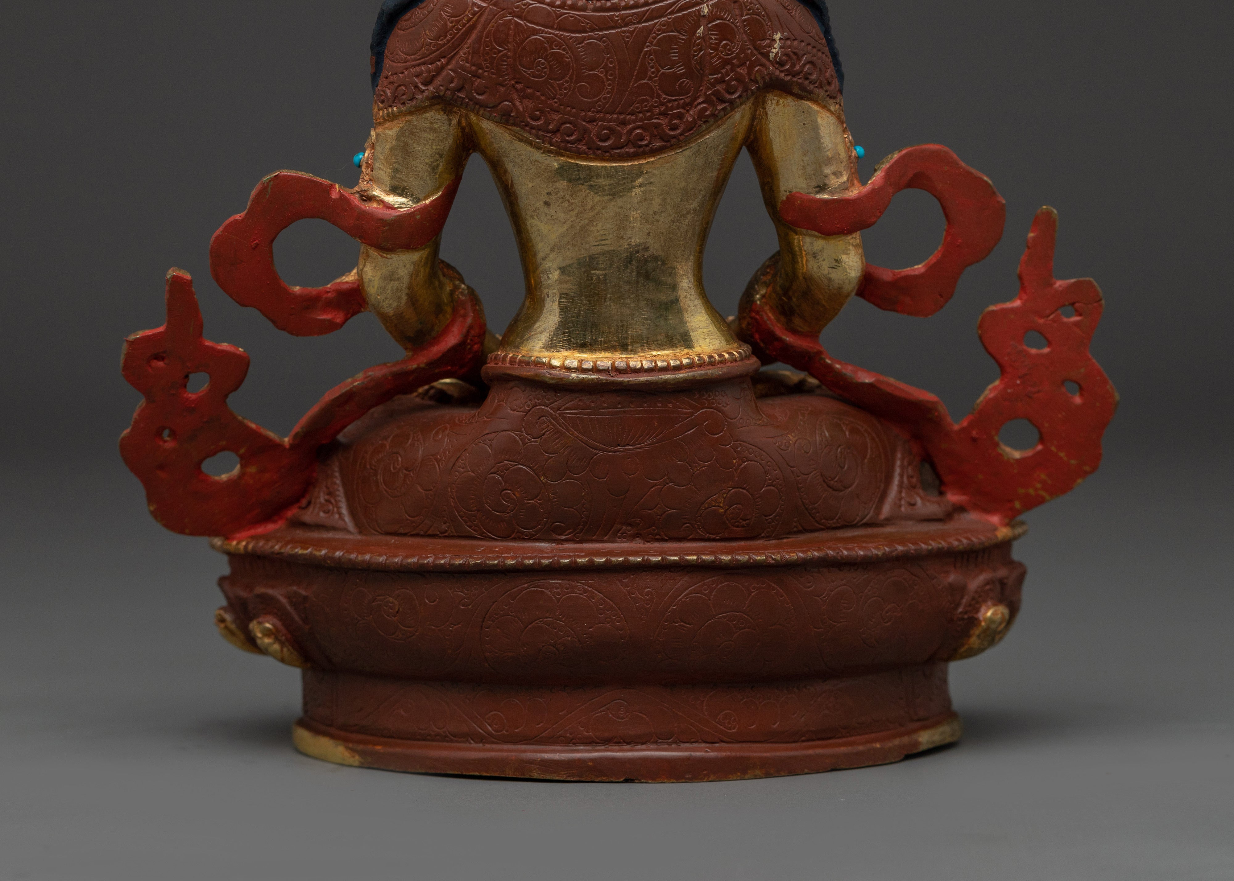 Handcrafted Amitayus Buddhist Copper Statue | Gold Gilded Spiritual Masterpiece