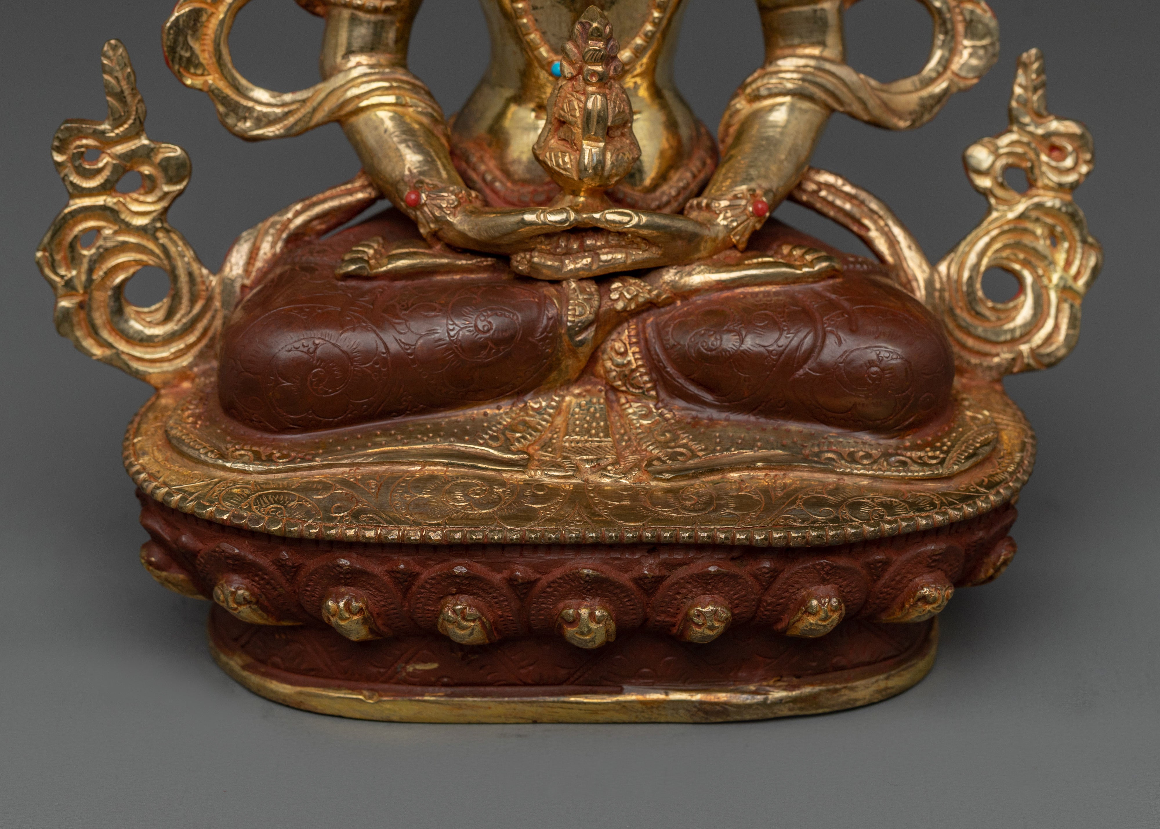 Handcrafted Amitayus Buddhist Copper Statue | Gold Gilded Spiritual Masterpiece