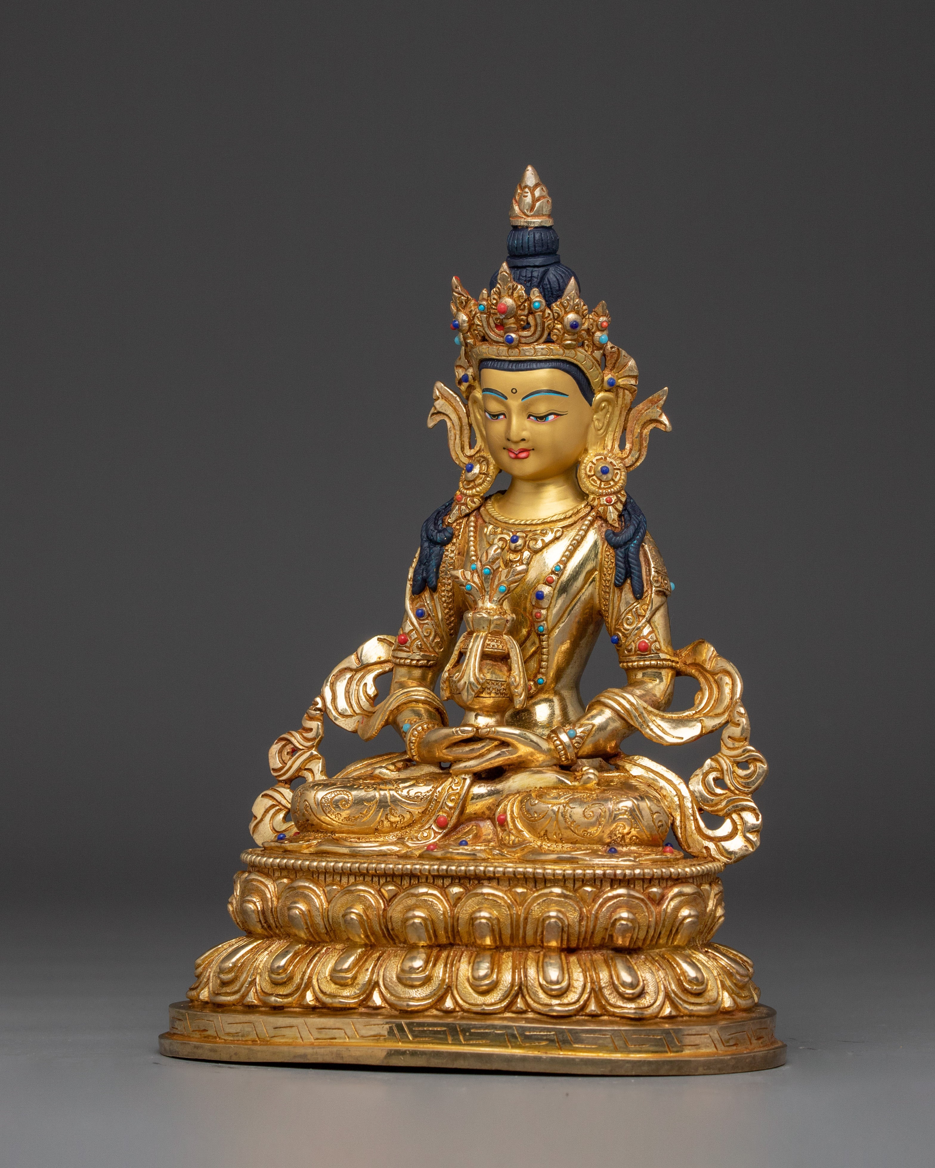 Traditional Buddhist Amitayus deity figurine | Symbol of Health and Long Life