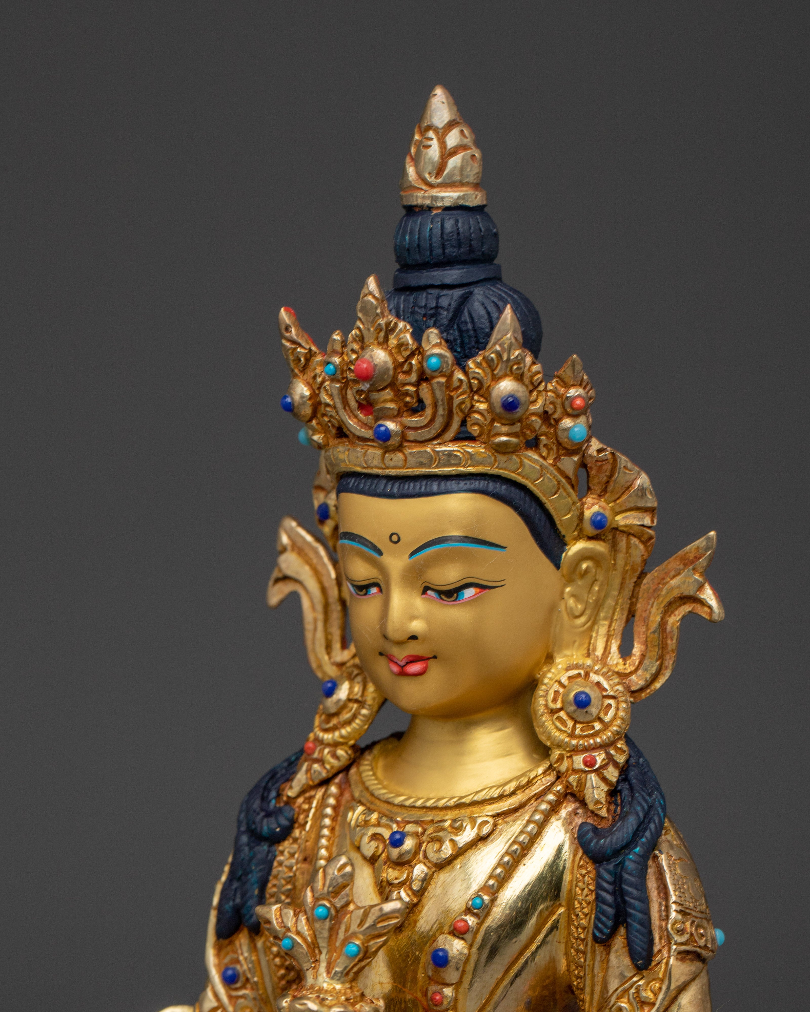 Traditional Buddhist Amitayus deity figurine | Symbol of Health and Long Life