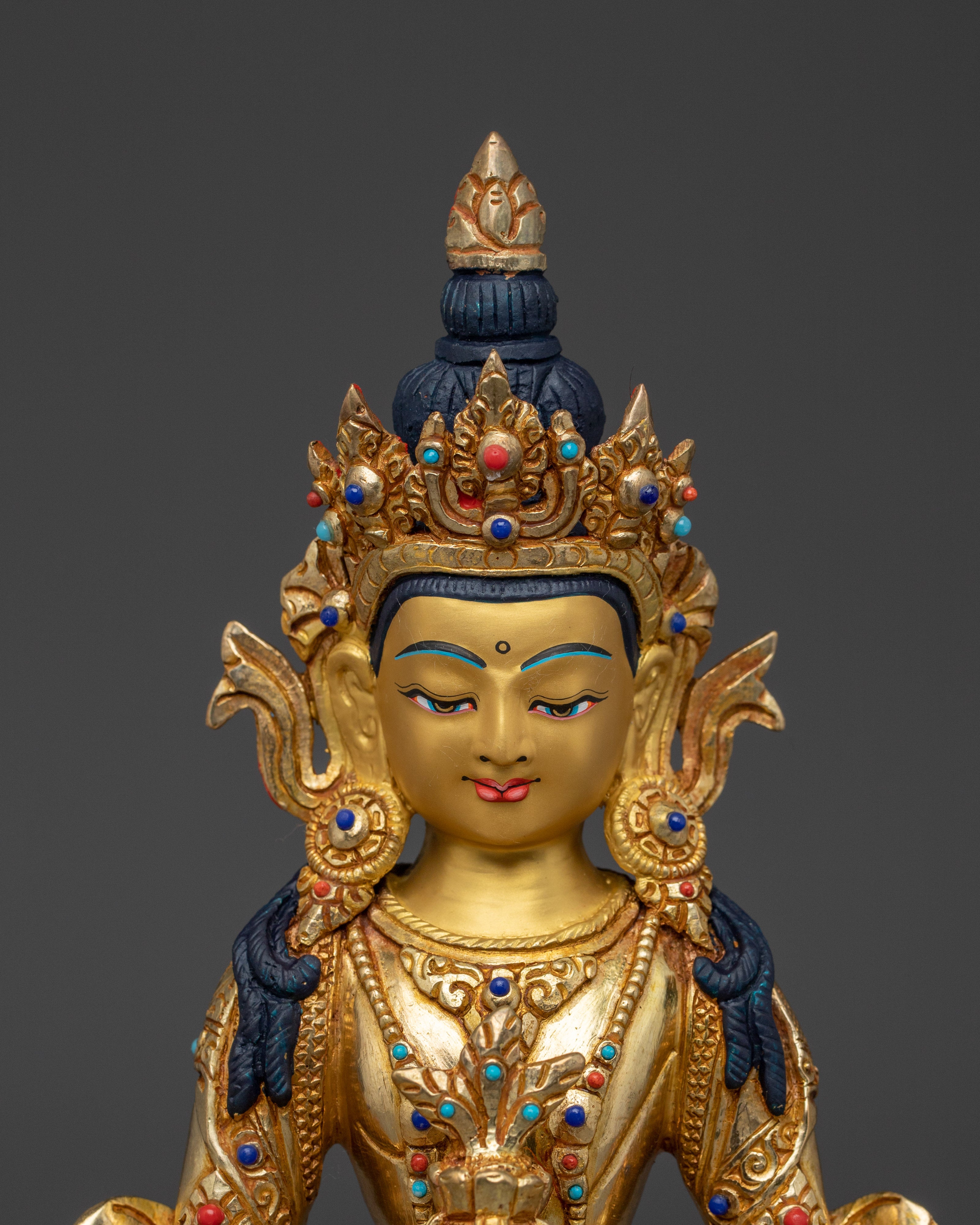 Traditional Buddhist Amitayus deity figurine | Symbol of Health and Long Life