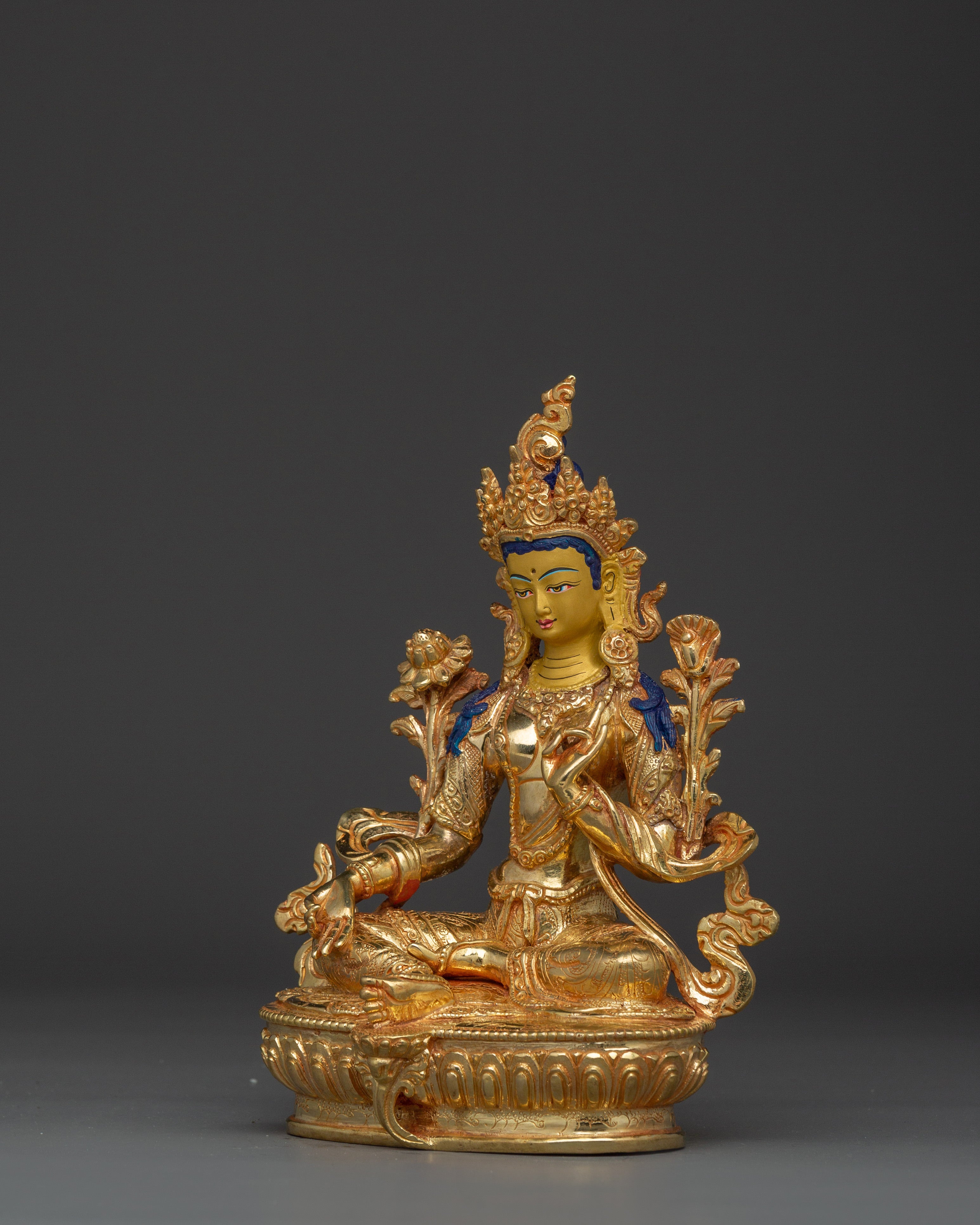 Tibetan Compassionate Deity Shyama Tara Statue | Green Tara - Mother of All Buddhas