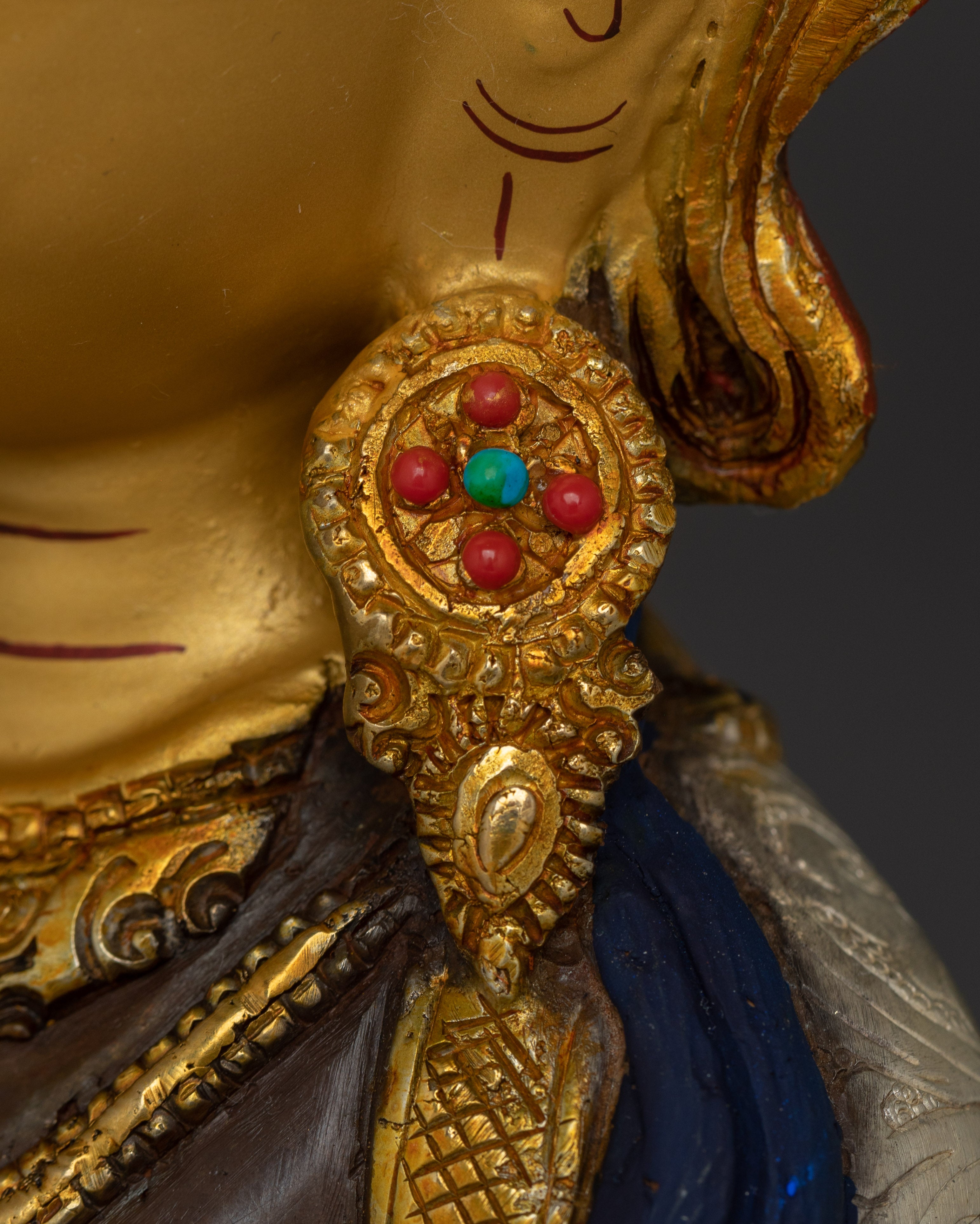 Amitayus Copper Statue with 24K Gold Gilding | Silver Plated Spiritual Art
