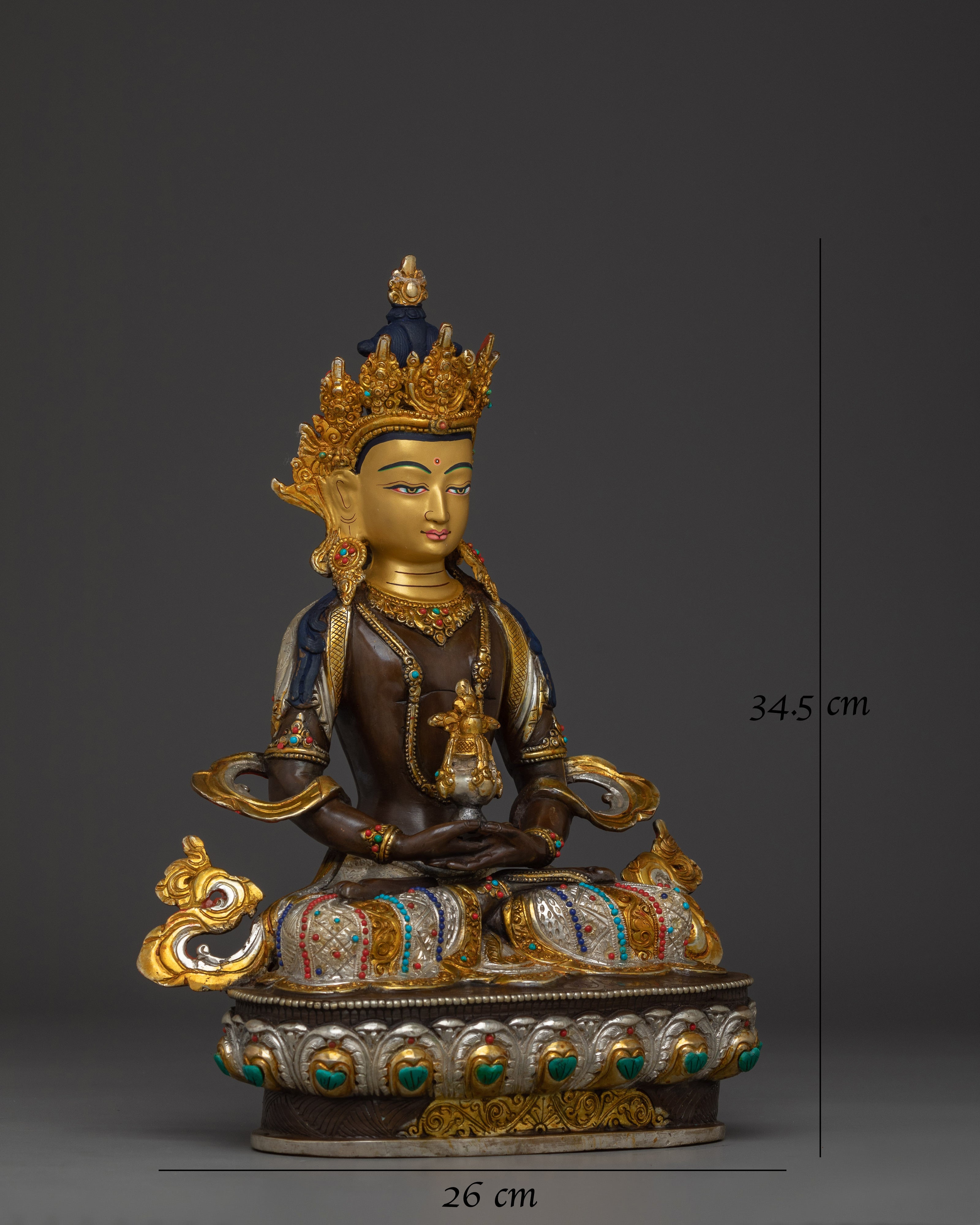 Amitayus Copper Statue with 24K Gold Gilding