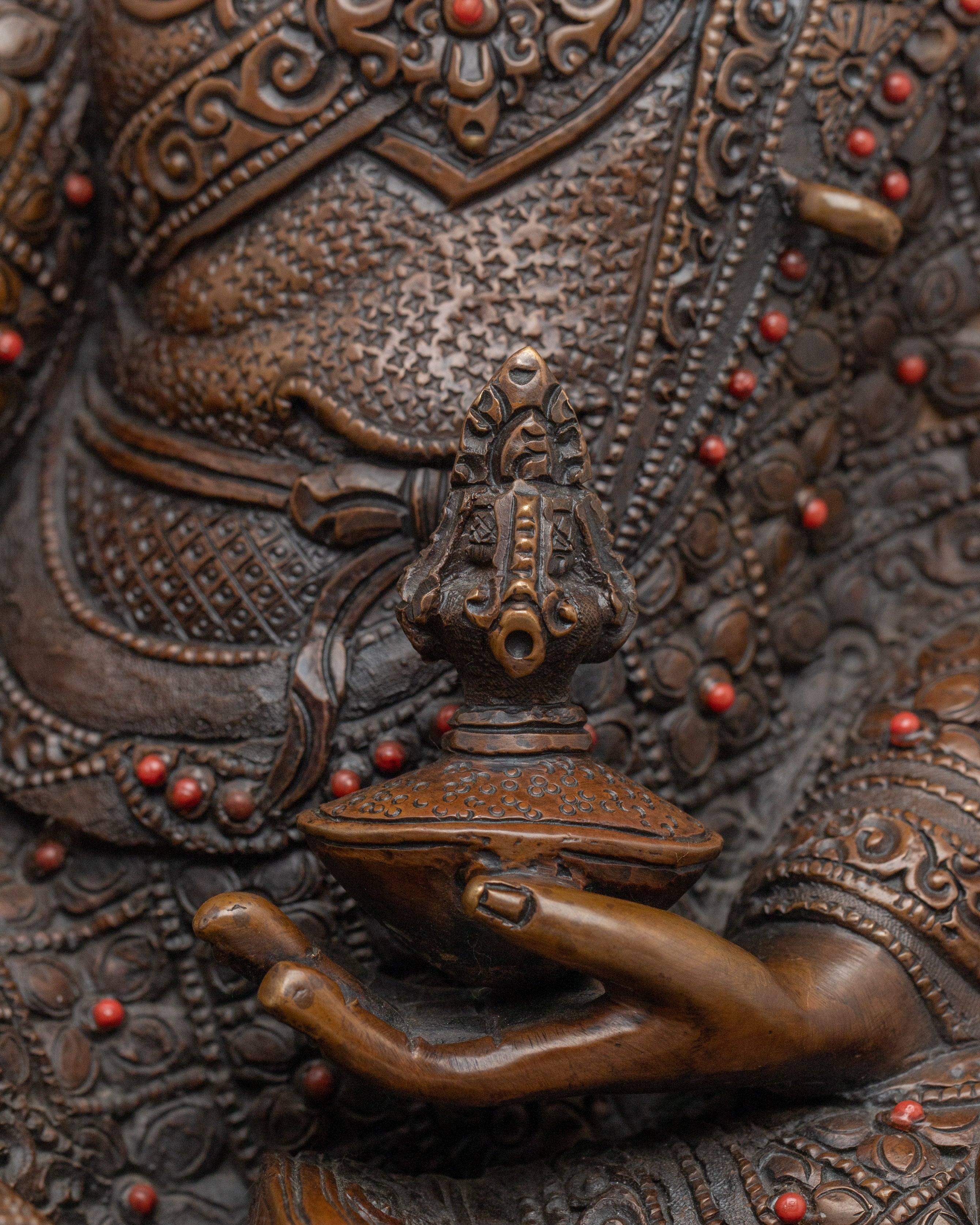 Guru Rinpoche 24K Gold Gilded Statue | Copper Tibetan Deity Sculpture