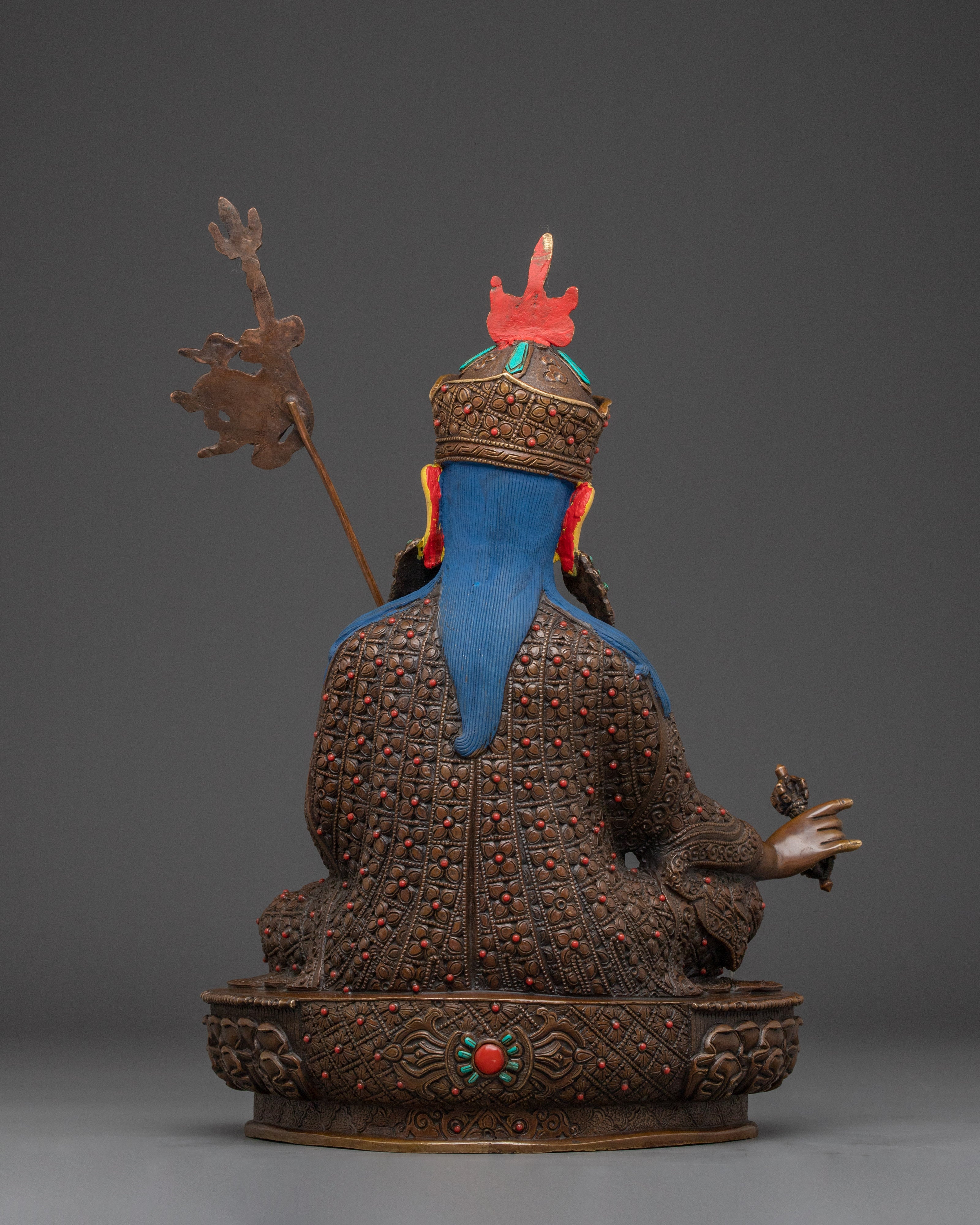 Guru Rinpoche 24K Gold Gilded Statue | Copper Tibetan Deity Sculpture