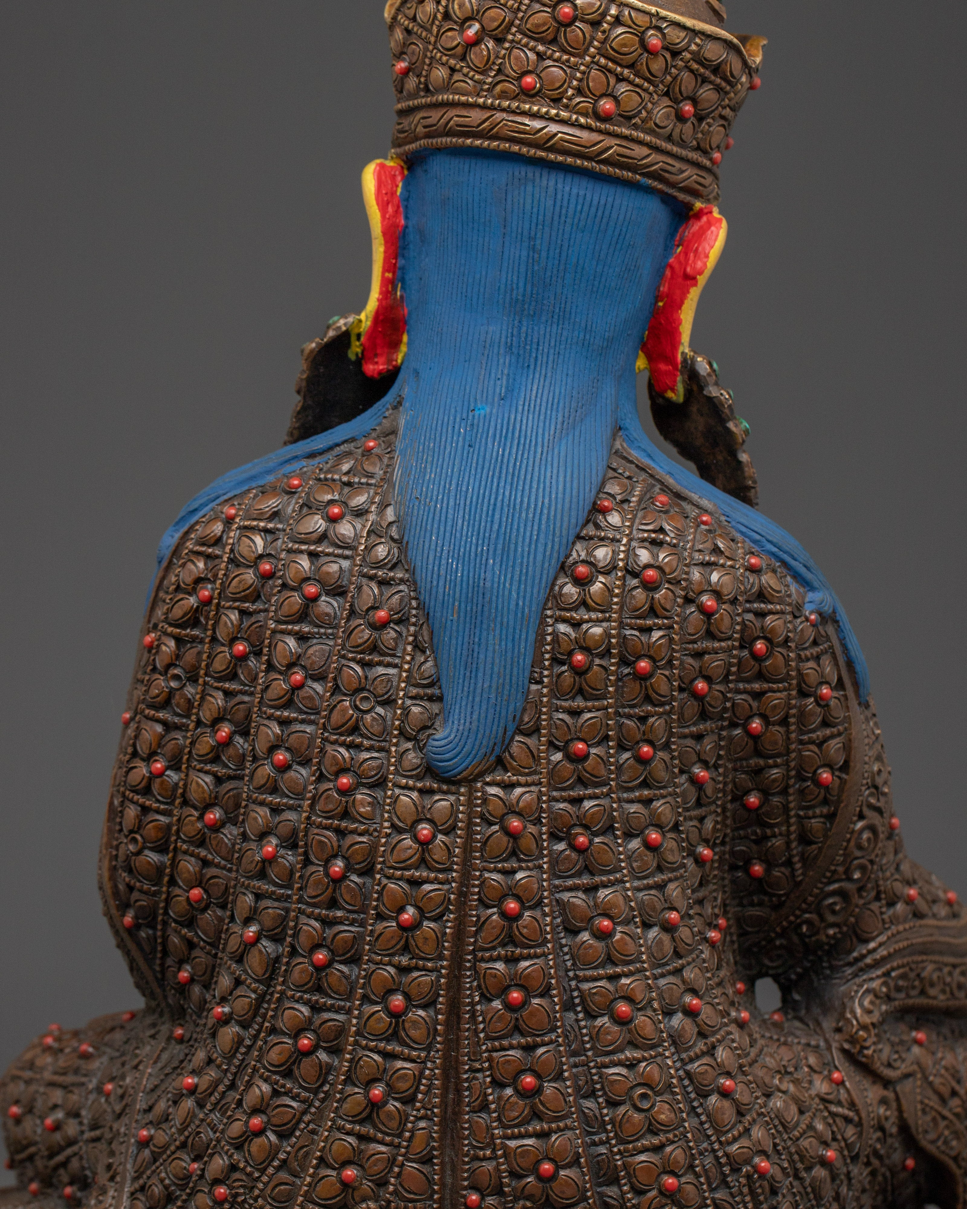 Guru Rinpoche 24K Gold Gilded Statue | Copper Tibetan Deity Sculpture