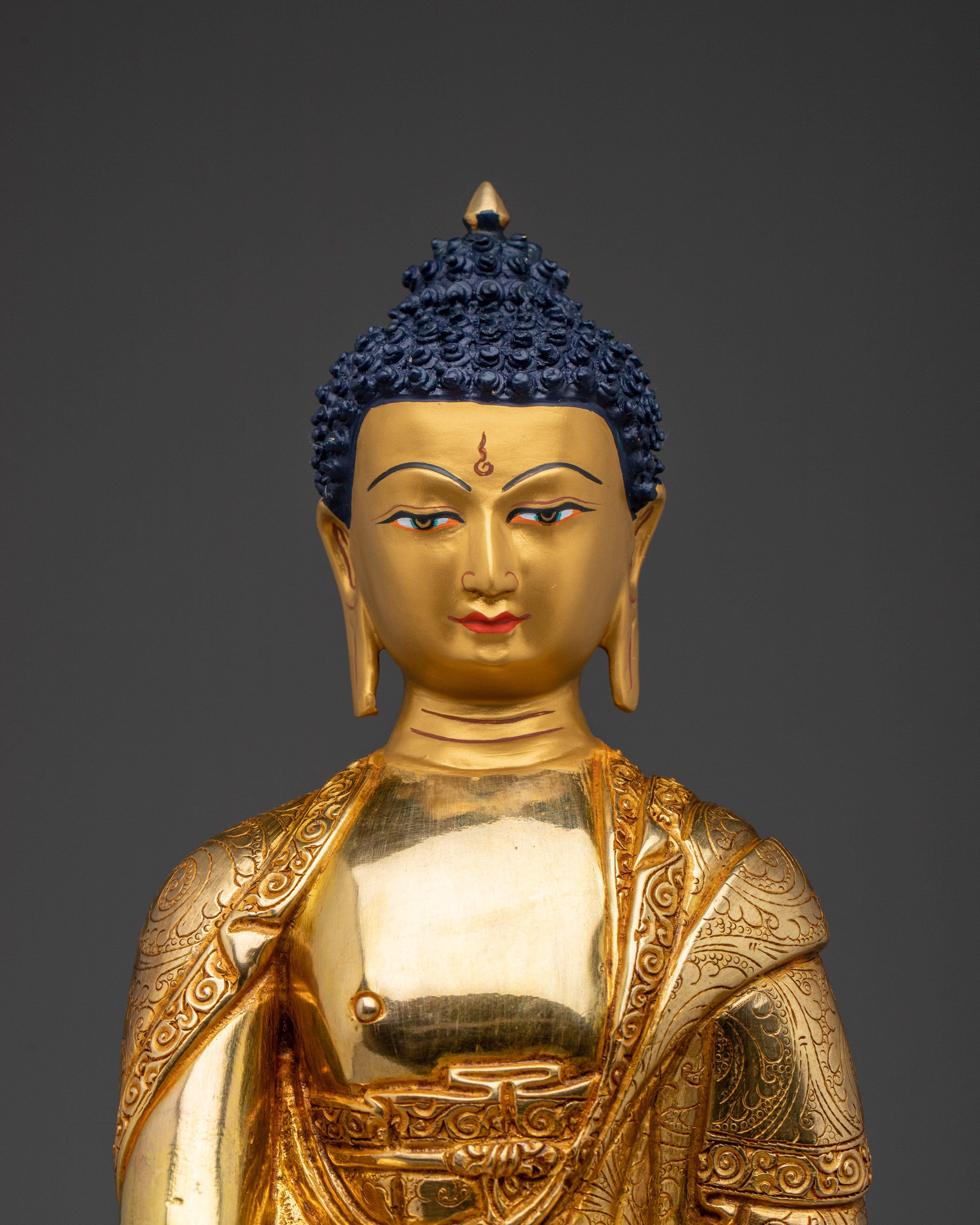 Handcrafted Shakyamuni Buddha Statue for Meditation | 24K Gold Gilded Copper Sculpture