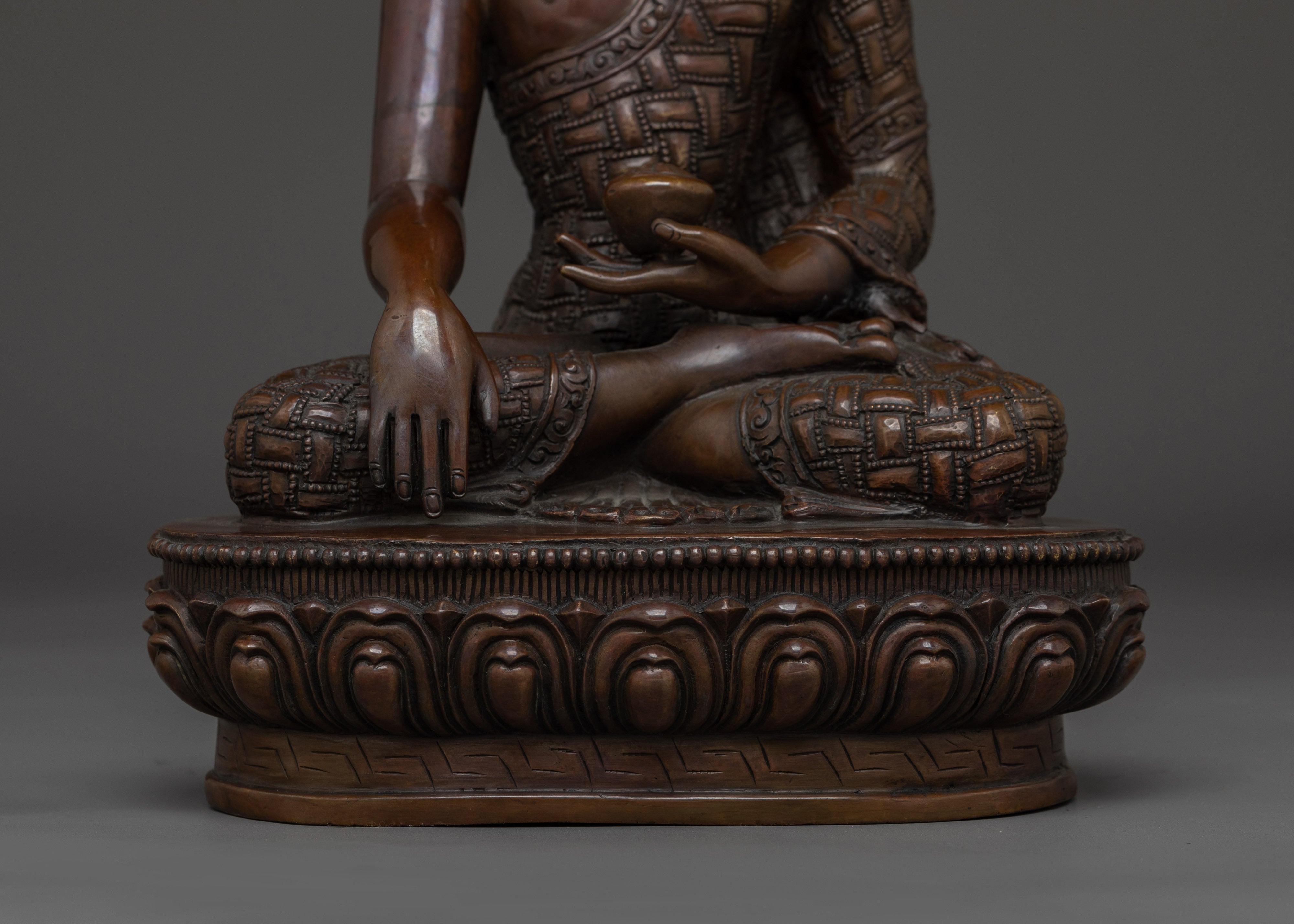 Shakyamuni Buddha Statue in Oxidized Copper | Mindful Spaces & Meditation Practice