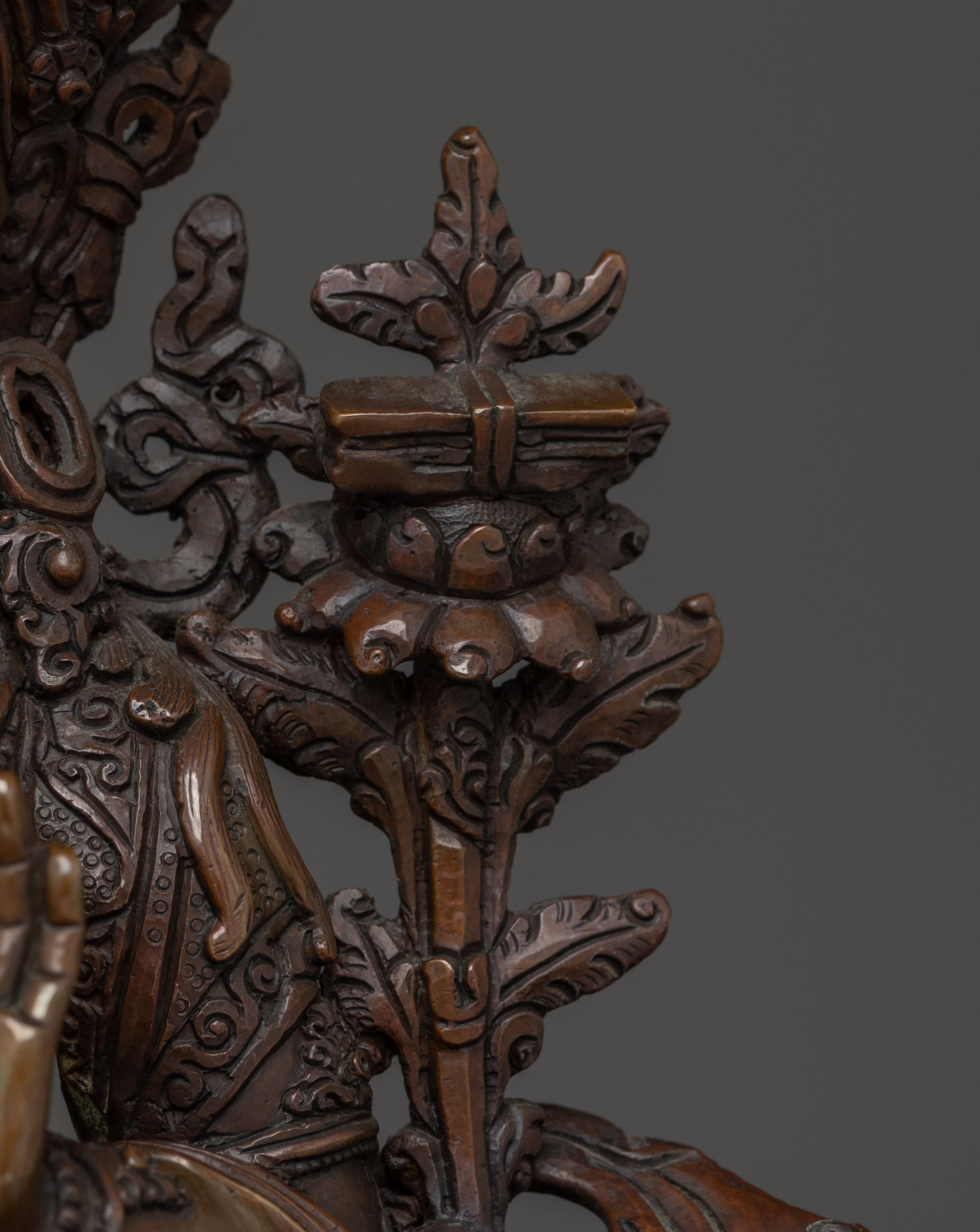 Handcrafted Oxidized copper Manjushri statue | Sculpture of the Bodhisattva of Wisdom