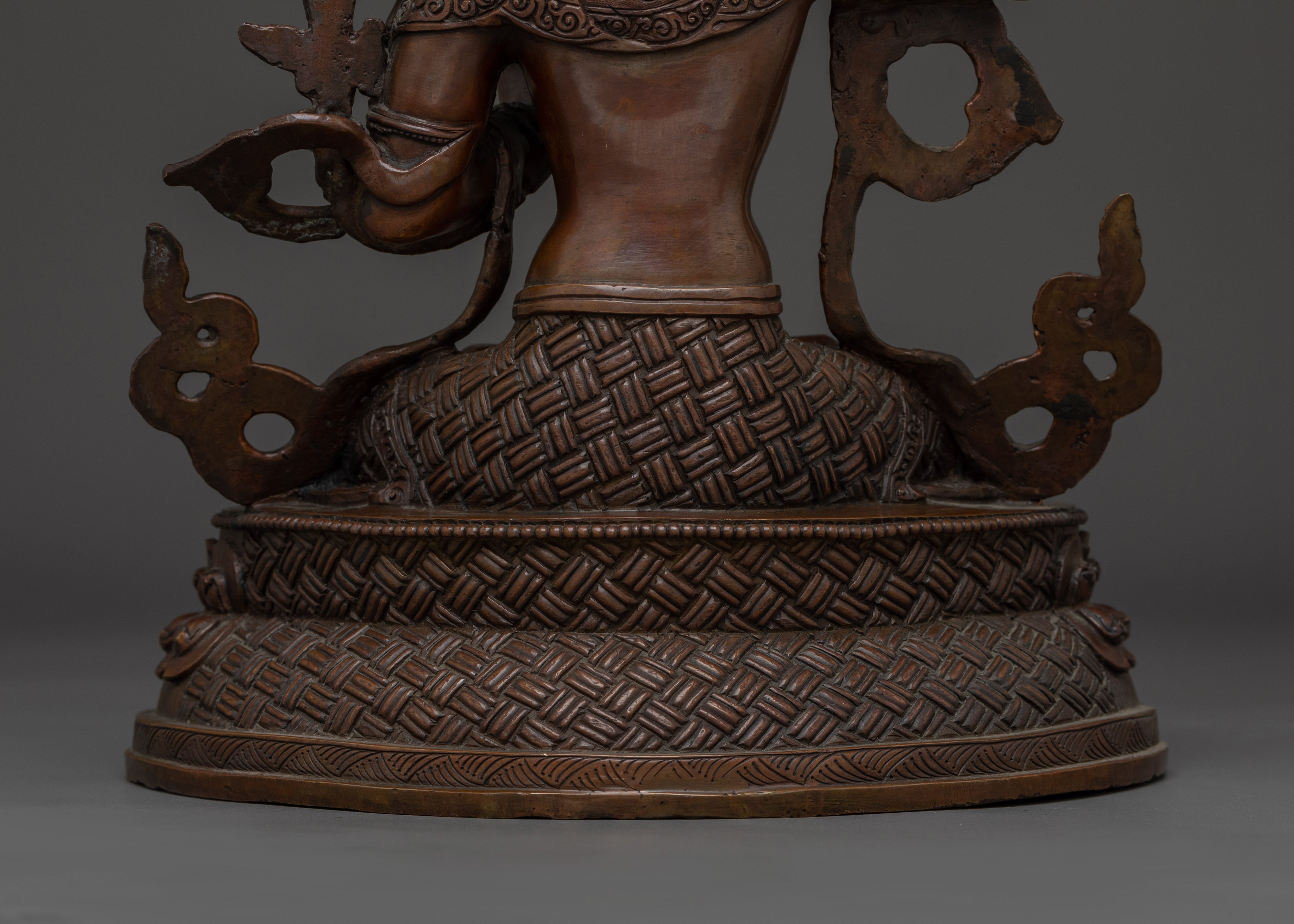 Handcrafted Oxidized copper Manjushri statue | Sculpture of the Bodhisattva of Wisdom
