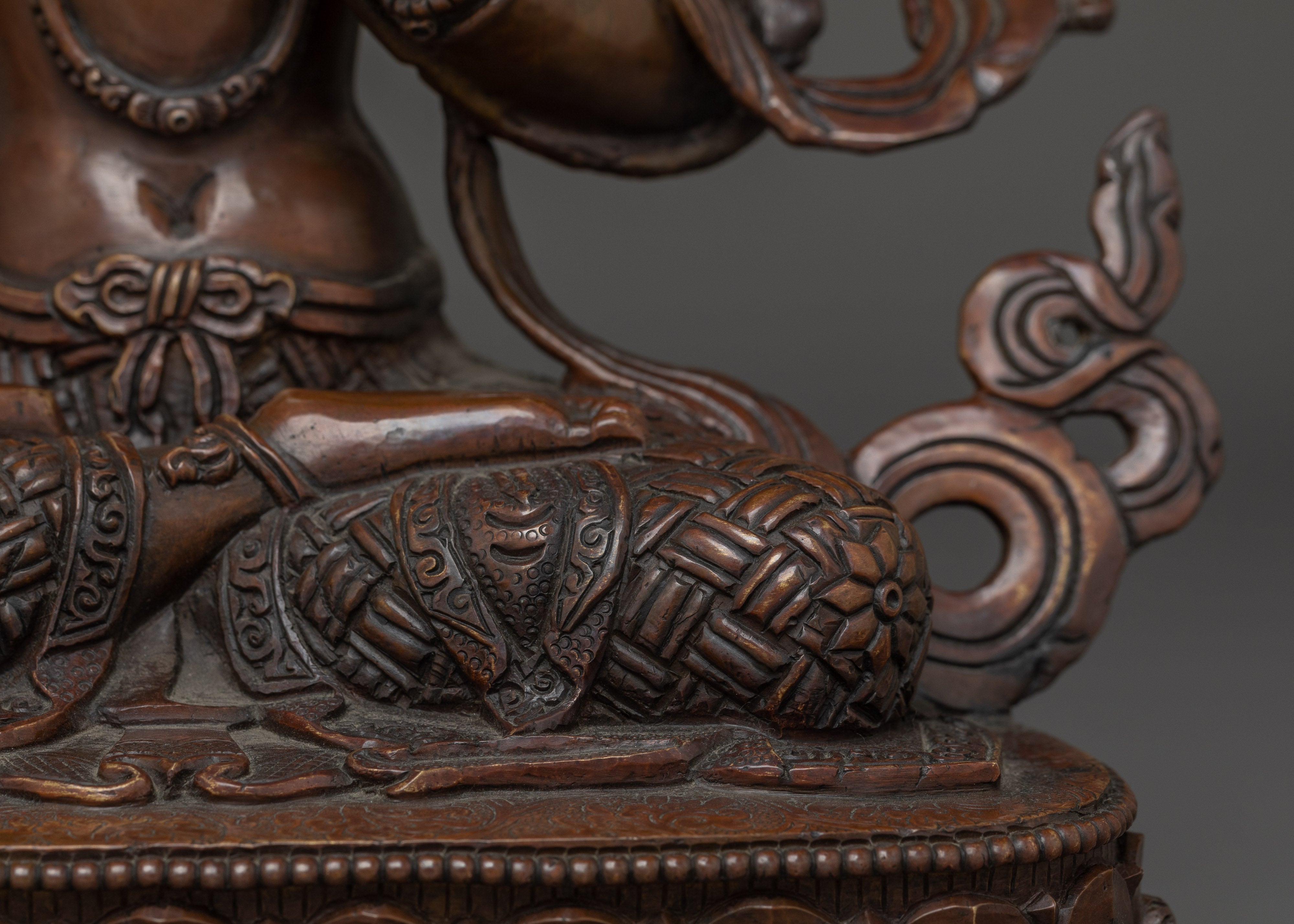 Handcrafted Oxidized copper Manjushri statue | Sculpture of the Bodhisattva of Wisdom