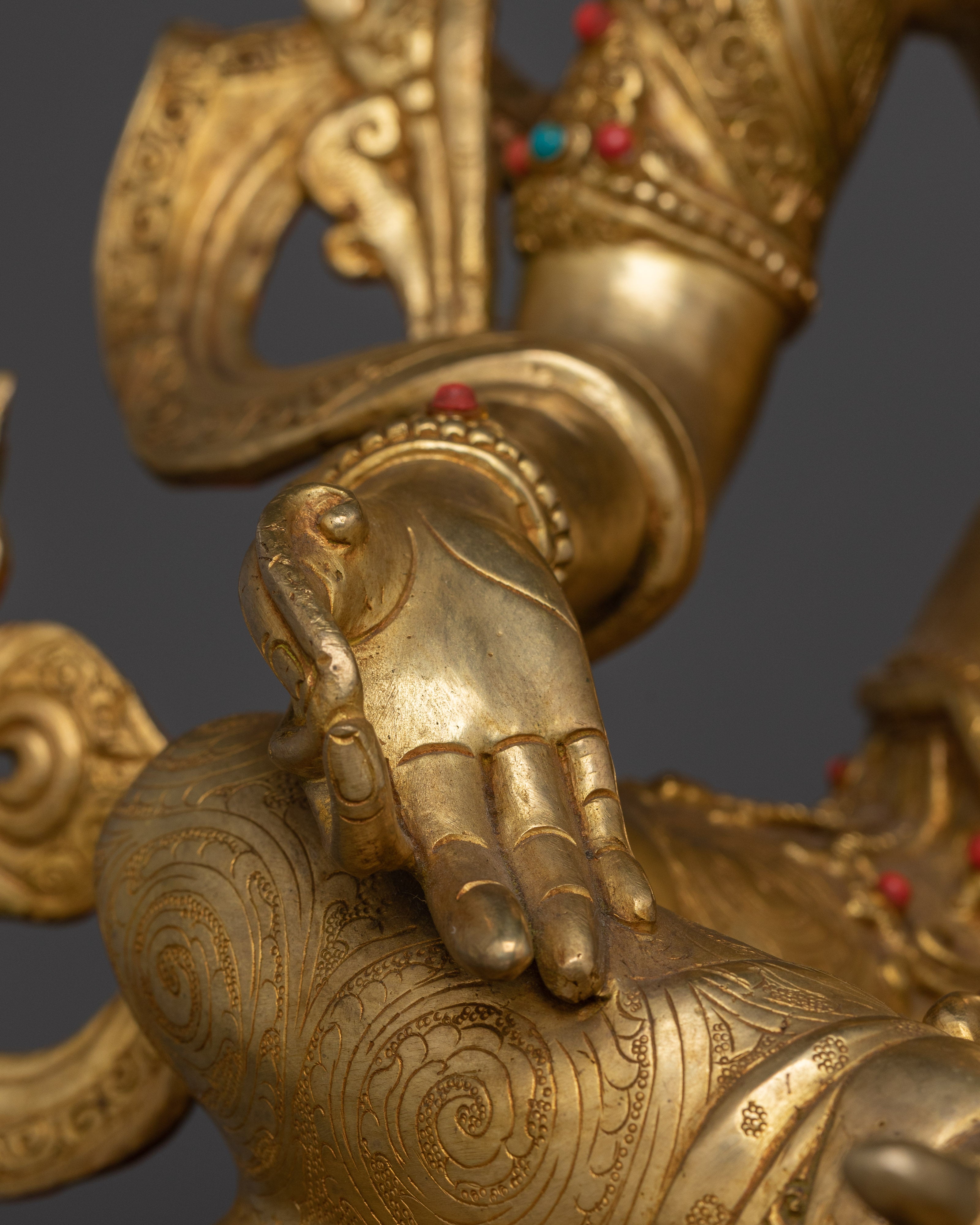 Handmade Green Tara Statue in 24K Gold | Feminine Energy and Protection