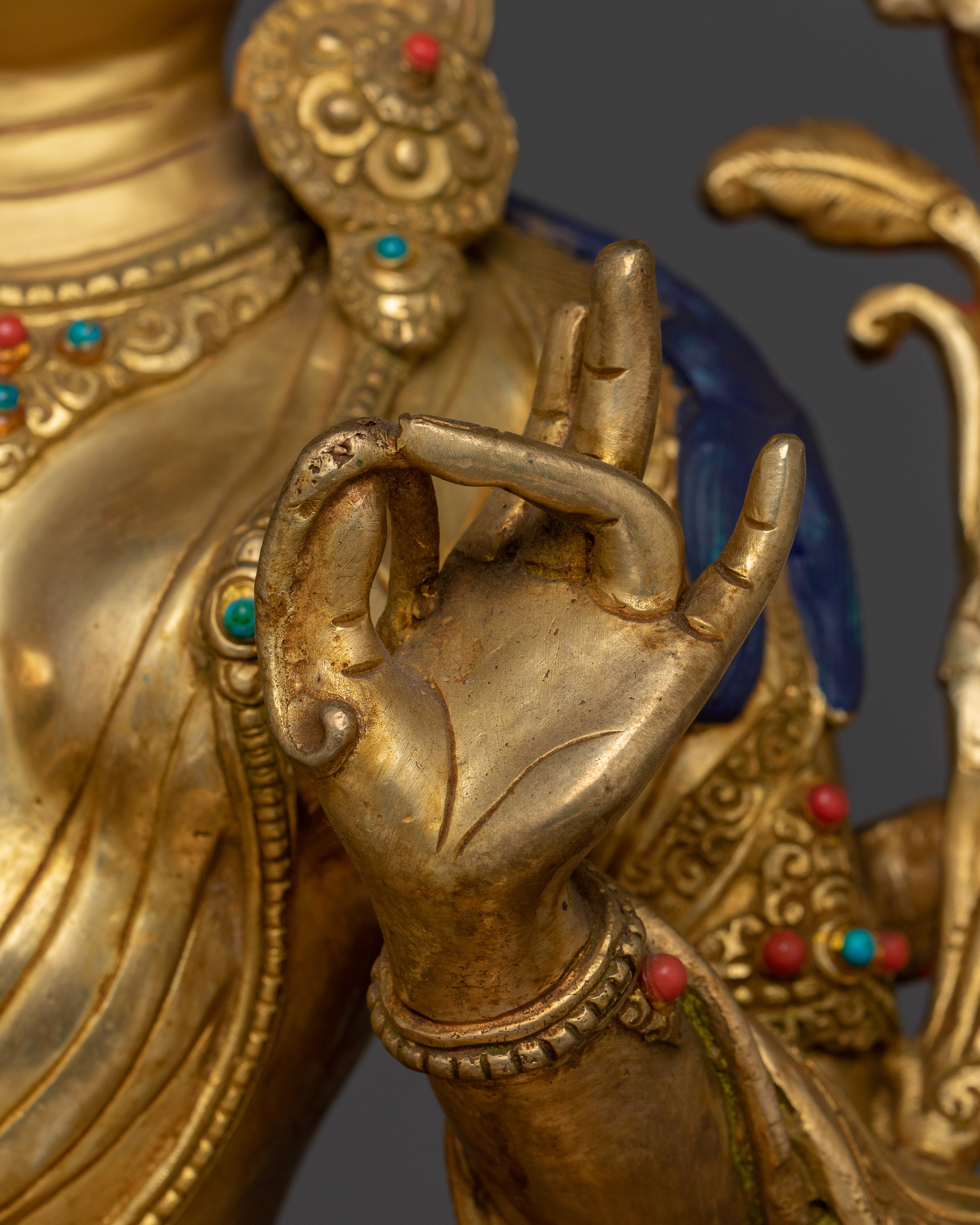 Handmade Green Tara Statue in 24K Gold | Feminine Energy and Protection