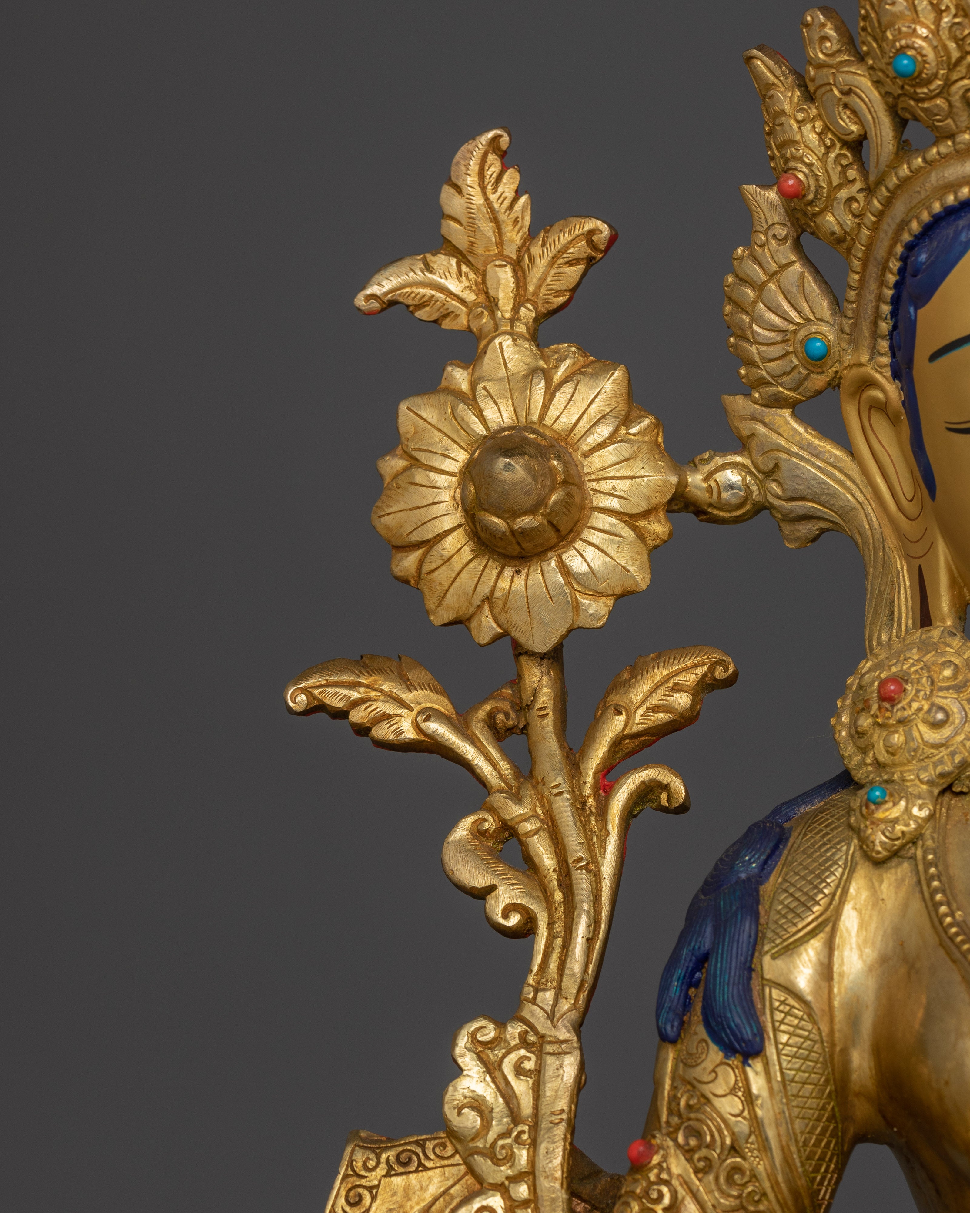 Handmade Green Tara Statue in 24K Gold | Feminine Energy and Protection