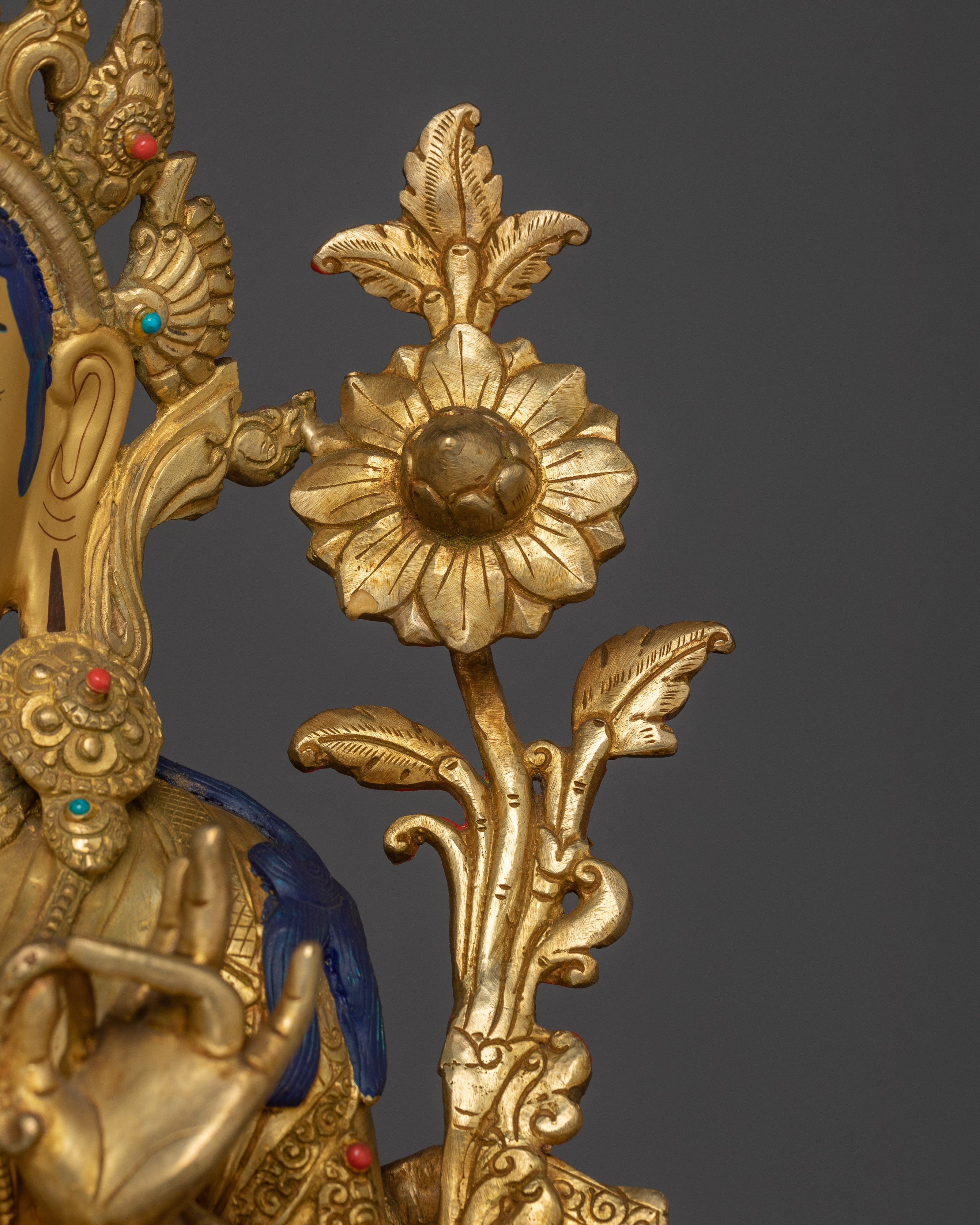 Handmade Green Tara Statue in 24K Gold | Feminine Energy and Protection